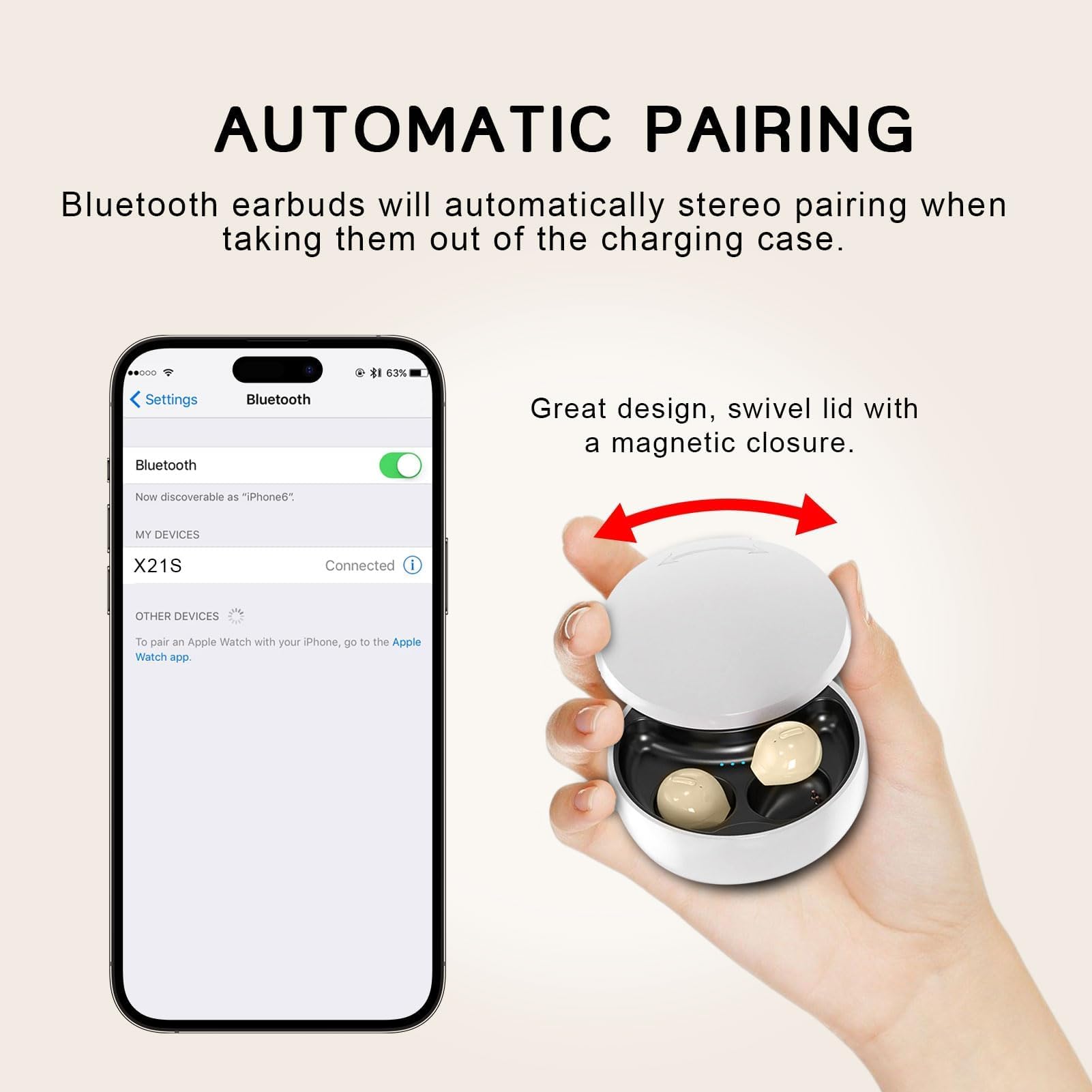 Smallest Invisible Bluetooth Earbuds - Mini Wireless Earbuds for Work & Sleep, Discreet True Wireless Earpiece with Charging Case - Perfect for Small Ears, Office Calls, and Comfortable Sleeping