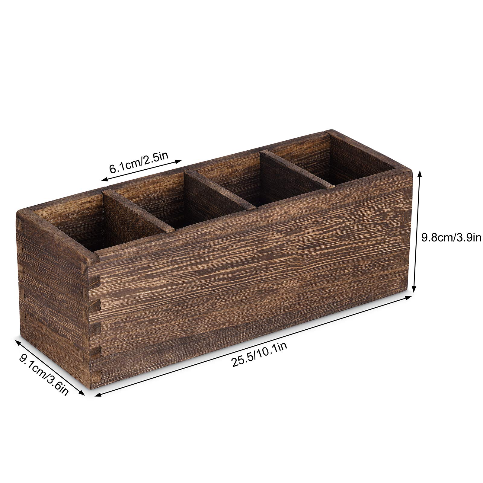 ALL Music-Box Wooden Pencil Holder for Desk - 4-Compartment Wood Pen Organizer | Multi-Functional Office Desk Organizer for Pens, Pencils & Remote Controls | Perfect for Home Office, School & Workspace Organization