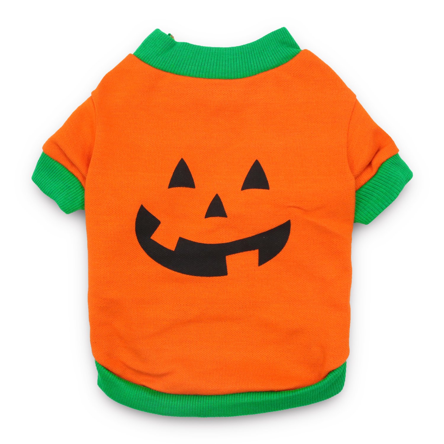 DroolingDog Halloween Dog T-Shirt - Pumpkin Head Costume for Small & Medium Dogs, Green | Fun Pet Costume for Halloween Parties & Photo Shoots