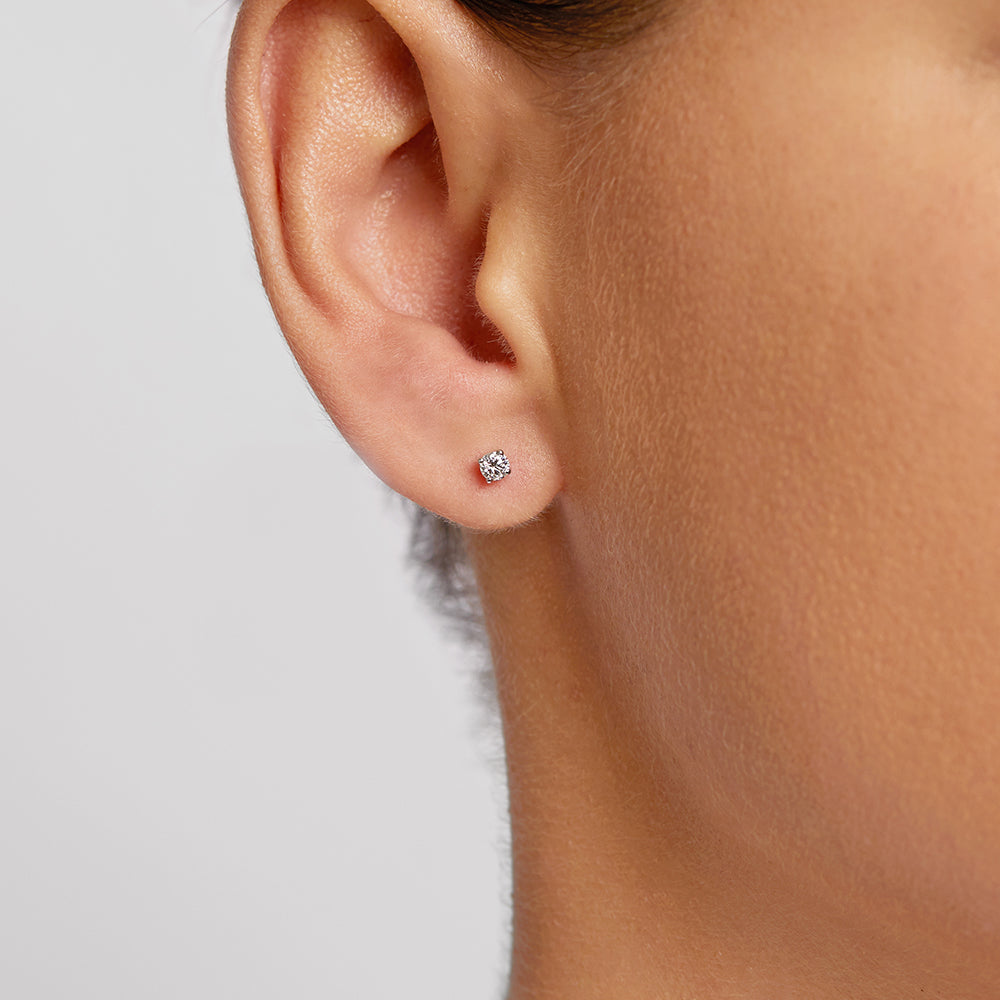 Lab-Grown Diamond Round Stud Earrings in Sterling Silver - Perfect for Everyday Wear, Gifts & Special Occasions