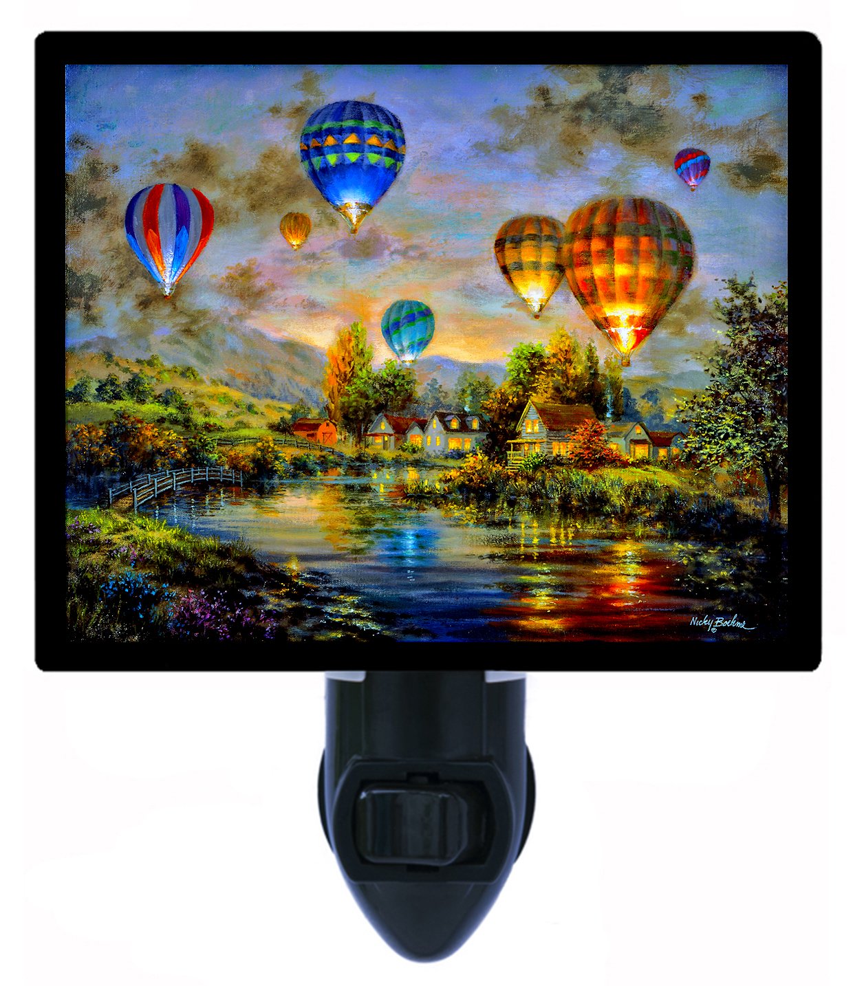 Night Light - Hot Air Balloon Glow Lamp for Kids Room Decor | Soothing Landscape Nightlight for Bedroom, Nursery & Relaxation