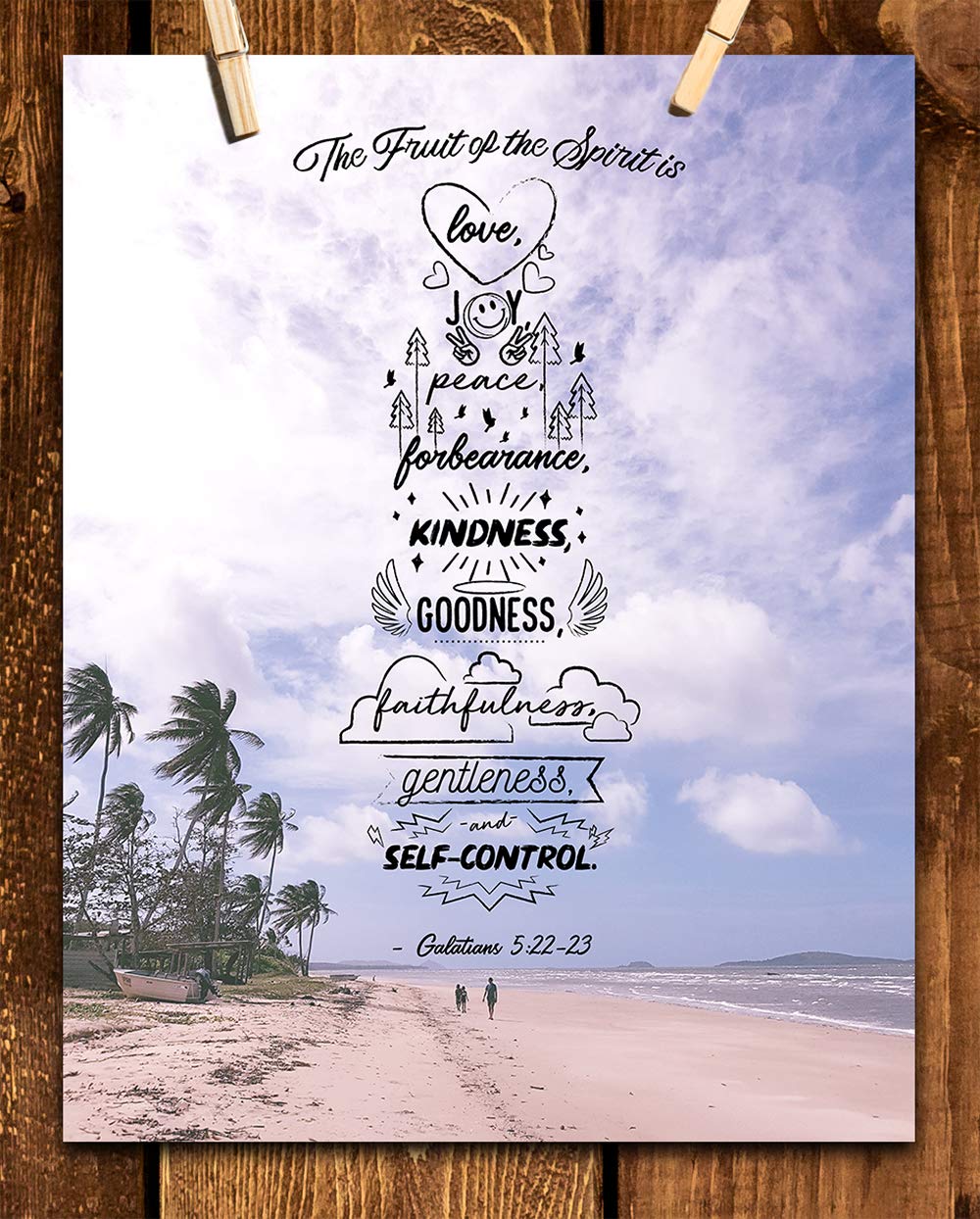 Fruit of the Spirit Bible Verse Wall Art - Christian Inspirational Print for Home & Office Decor - Farmhouse Style Motivational Quote Poster - Perfect for Living Room, Bedroom, Office & Gift Giving