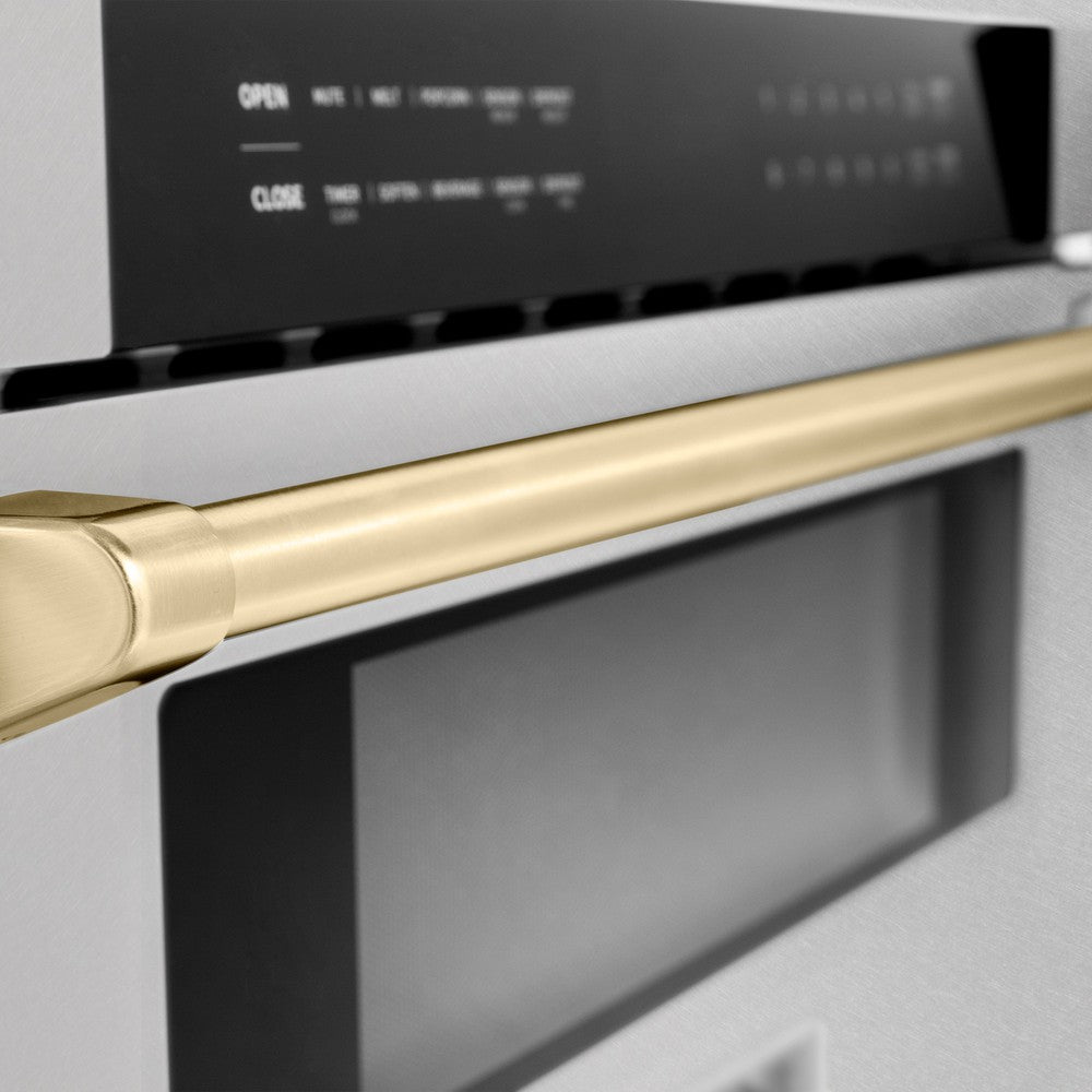 ZLINE Autograph Edition 30 Inch Built-In Microwave Drawer - 1.2 cu.ft Stainless Steel with Gold Accents (MWDZ 30 SS G) - Perfect for Modern Kitchens & Luxury Home Appliances