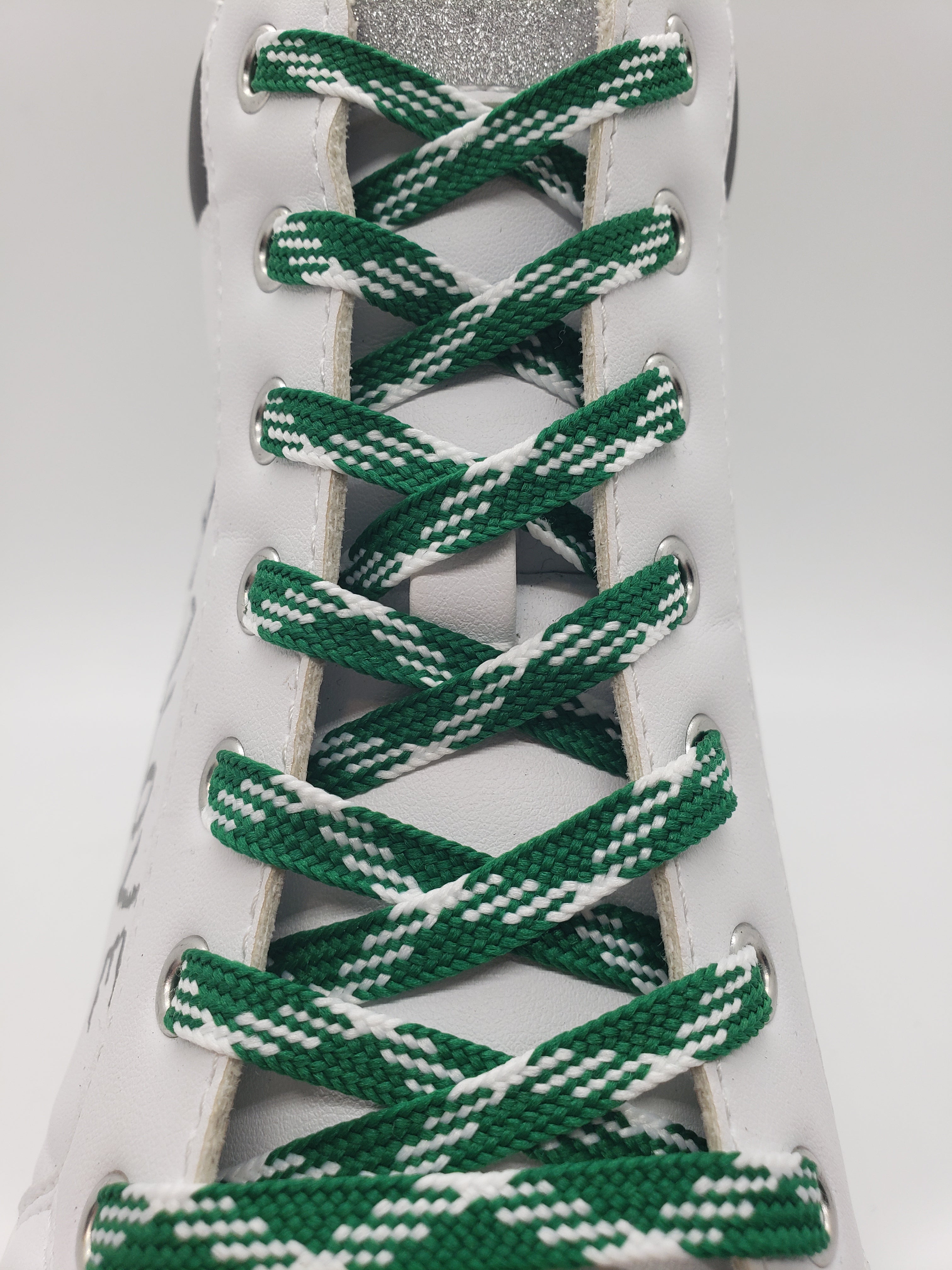 Flat Dress Shoelaces for Men & Women - Green & White Cotton Laces for Dress Shoes, Oxfords & Loafers - Perfect for Formal Wear & Office Attire