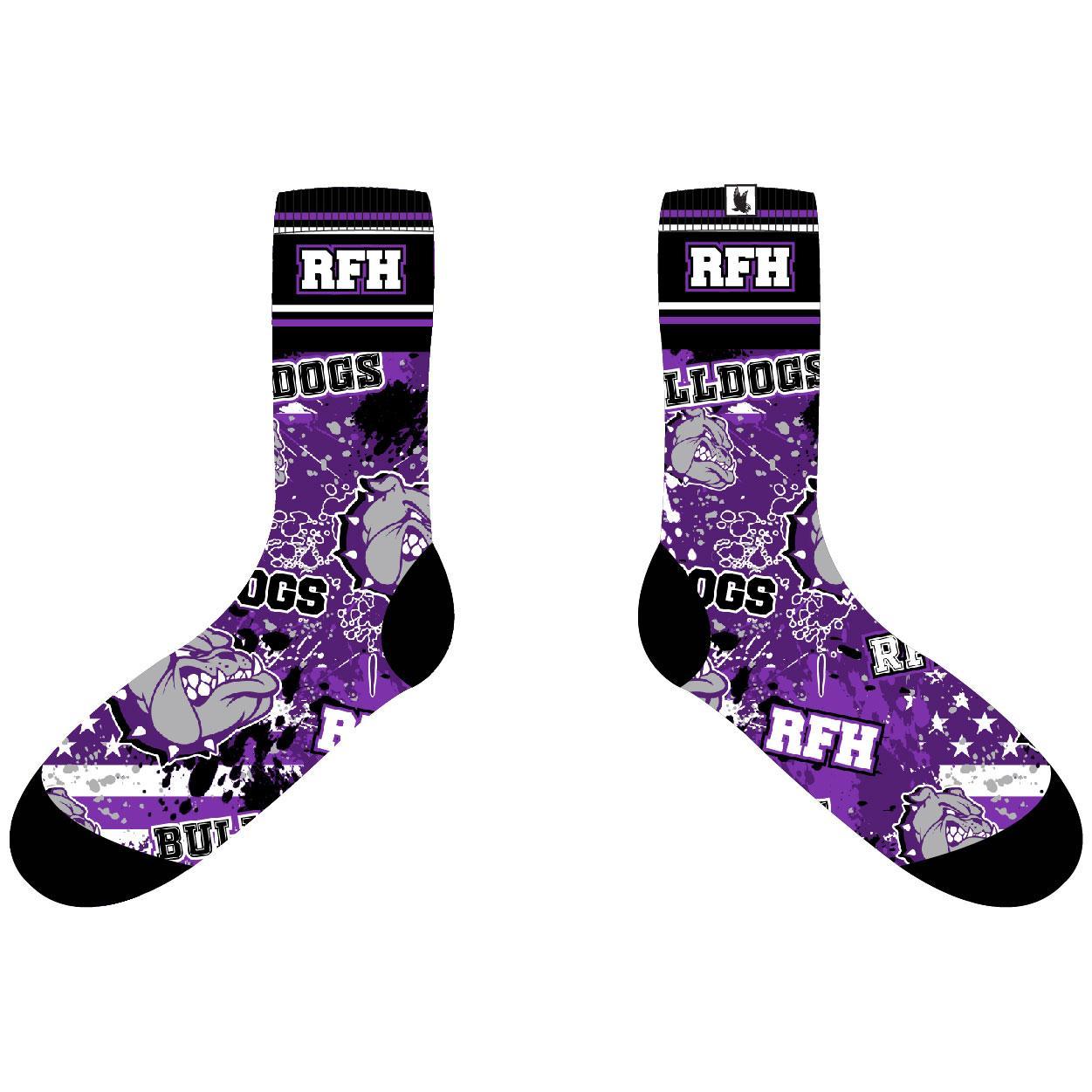 Youth RFH Bulldogs Crew Socks - Comfortable Cotton Athletic Socks for Boys & Girls - Perfect for School, Sports, and Everyday Wear