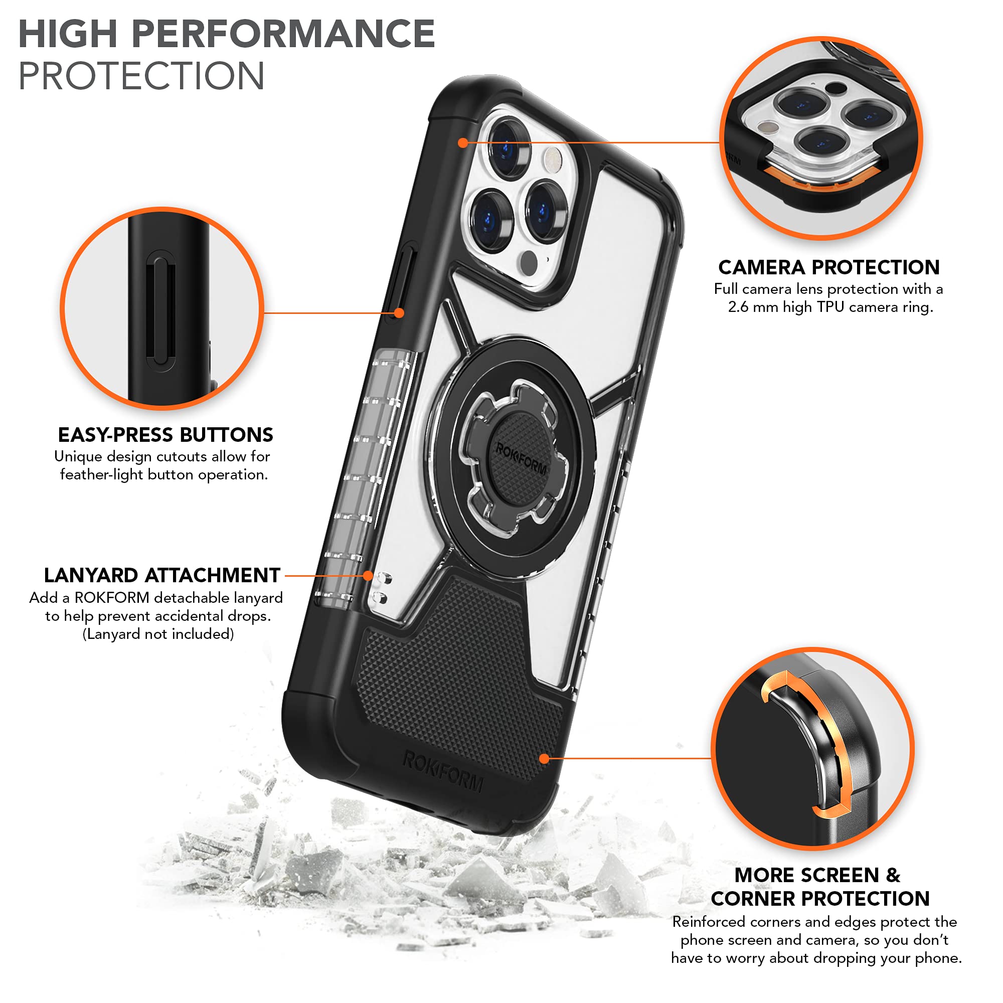 Rokform Crystal Clear iPhone 13 Pro Max Case with Dual Magnet Swivel Car Mount - Secure Phone Holder for Car, Truck, Van | Perfect for Hands-Free Navigation & Safe Driving