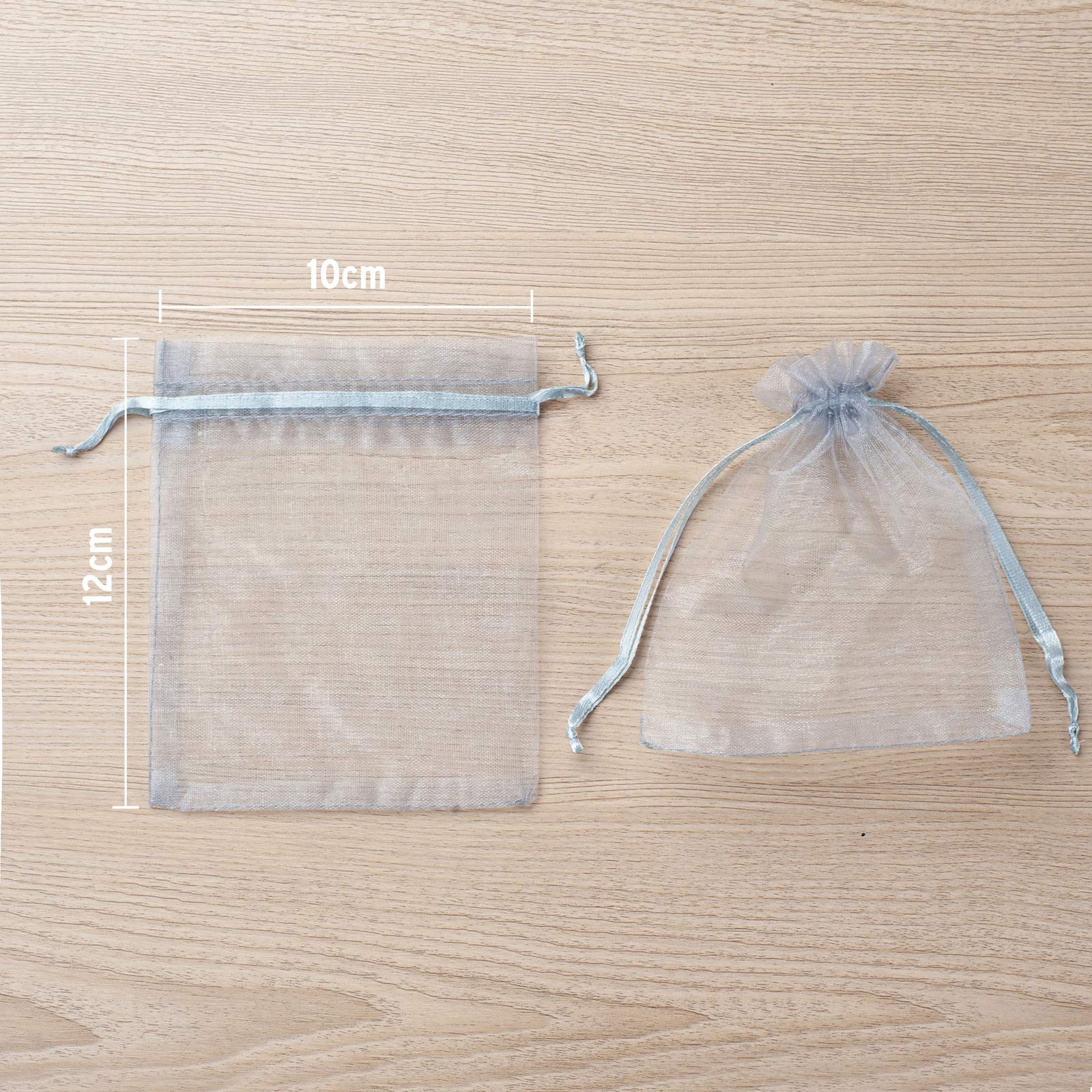 100-Piece 4x6 Inch Grey Organza Gift Bags - Elegant Wedding Favors, Party Supplies, Jewelry Pouches & Soap Sachets for Bridal Showers, Baby Showers, Birthdays & Holiday Gifting
