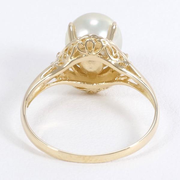 14K Yellow Gold Pearl and Diamond Ring for Women - Elegant Bridal Jewelry, Anniversary Gift, Engagement Ring, Wedding Band - Perfect for Special Occasions and Everyday Wear