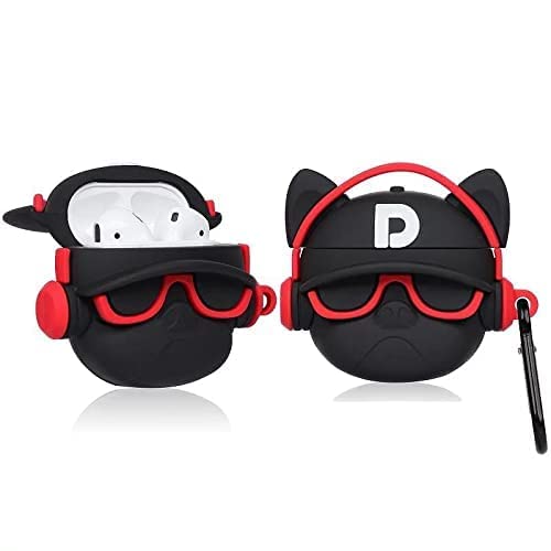 Soomio Soft Silicone AirPods Pro (2019) Case - Cute Cartoon Bulldog Design with 360° Protection & Keychain (Hip Hip Red) - Perfect for Gym, Travel & Daily Use