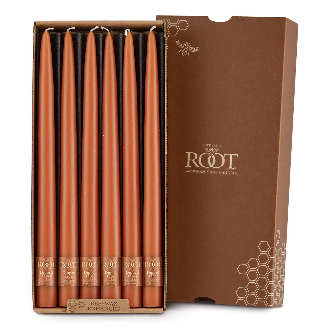 Root Candles 7219 Smooth Hand-Dipped 12-Inch Dinner Candles, 12-Pack, Rust Color - Perfect for Romantic Dinners, Wedding Decor & Holiday Centerpieces