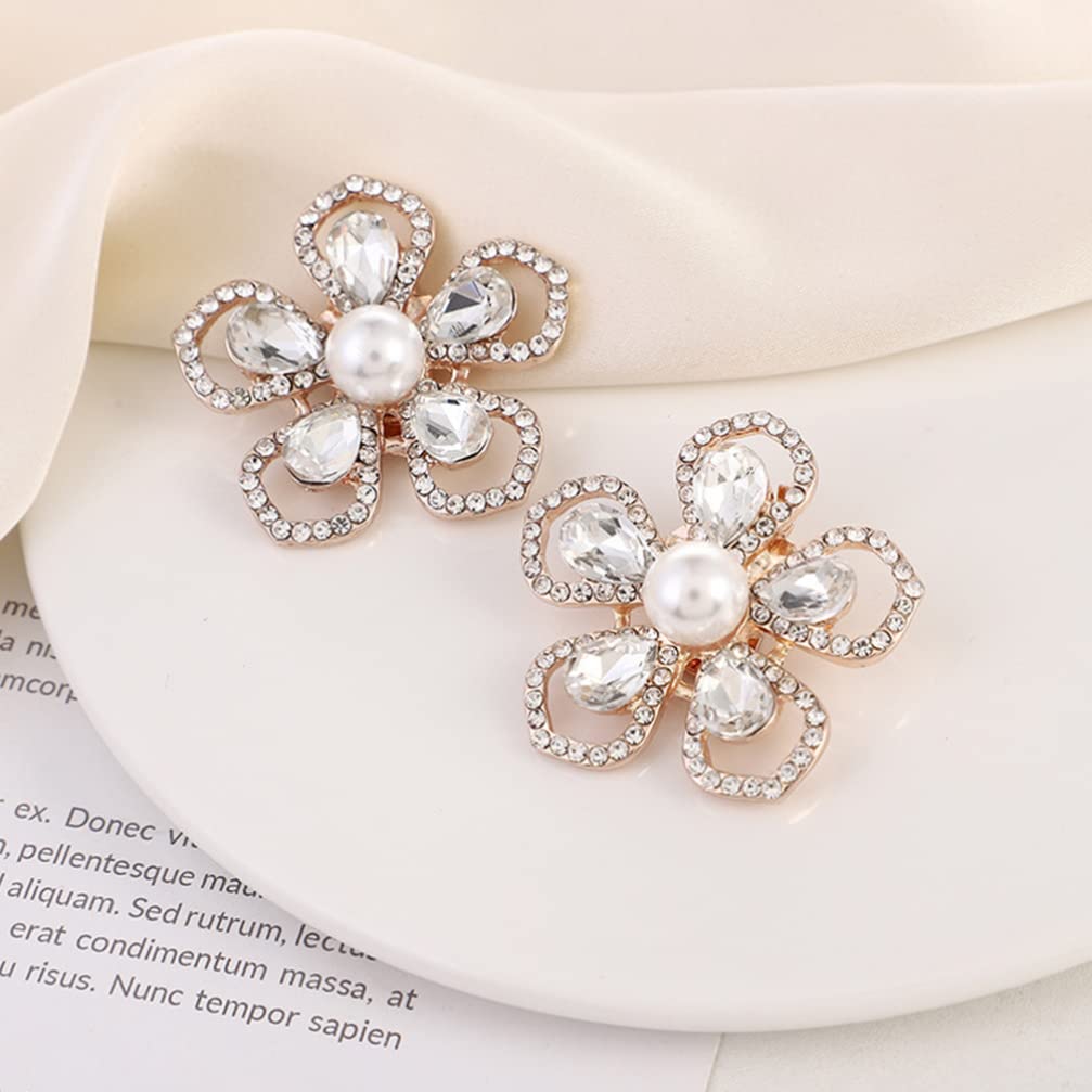 2 Pairs Silver Rhinestone Shoe Clips for Women - Elegant Flower Shoe Buckle Charms for DIY Crafts, Wedding & Bridal Shoes - Perfect for Prom, Party & Special Occasions