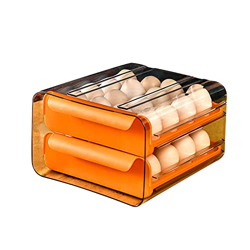 HOMEREFROM 32 Grid Plastic Egg Storage Container - Refrigerator Egg Crisper Organizer, Kitchen Fresh Egg Tray Case for Refrigerator Storage (Orange) | Perfect for Farm Fresh Eggs, Breakfast Meal Prep & Pantry Organization