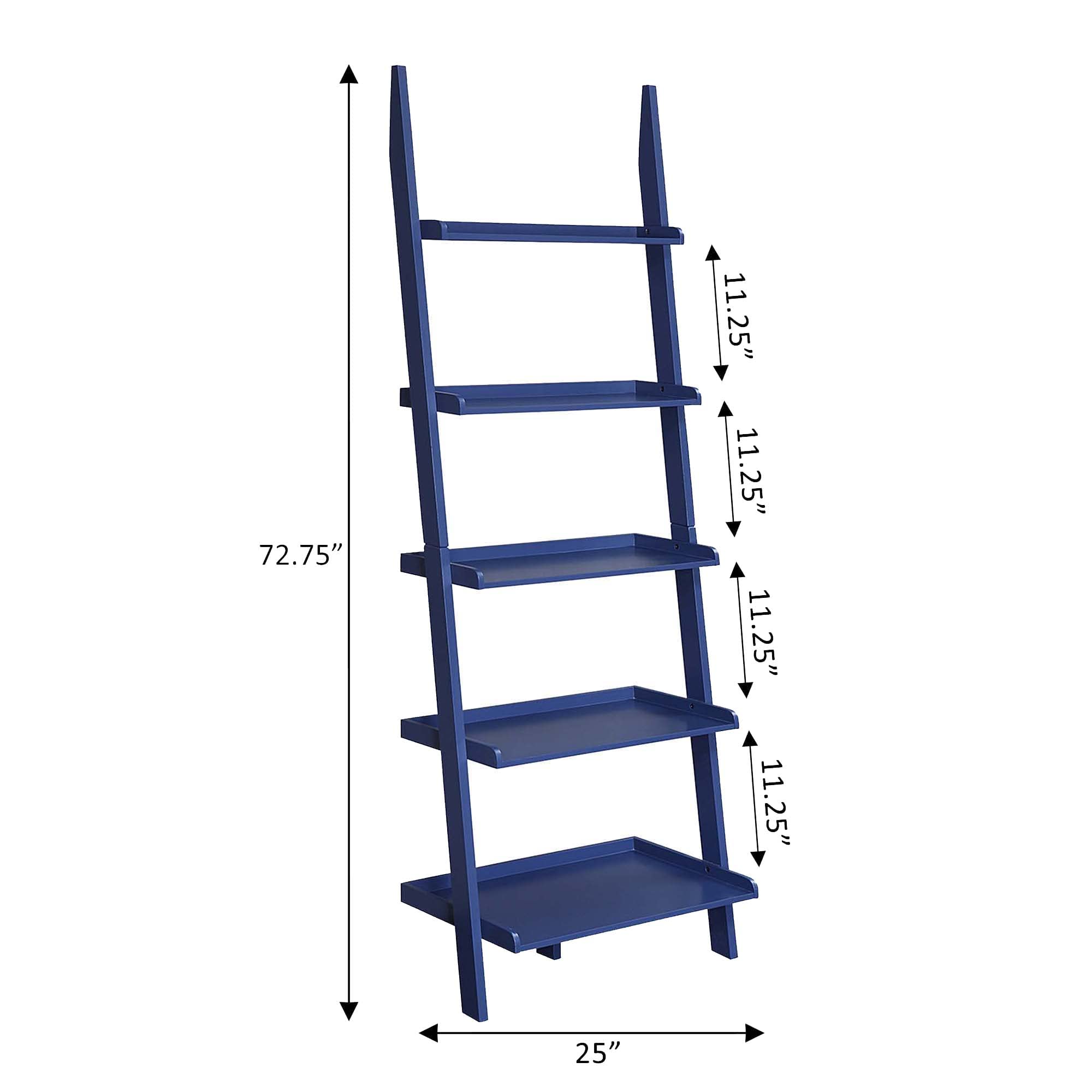 Convenience Concepts American Heritage Bookshelf Ladder in Cobalt Blue - Stylish Home Library Ladder for Bookshelves & Storage Organization