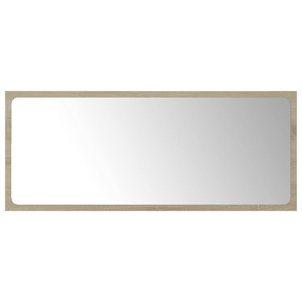 Sonoma Oak 35.4x14.6 Inch Contemporary Rectangle Wall Mirror - Bathroom Vanity Mirror & Living Room Decor - Durable Chipboard Frame - Perfect for Modern Homes, Bedrooms & Entryways