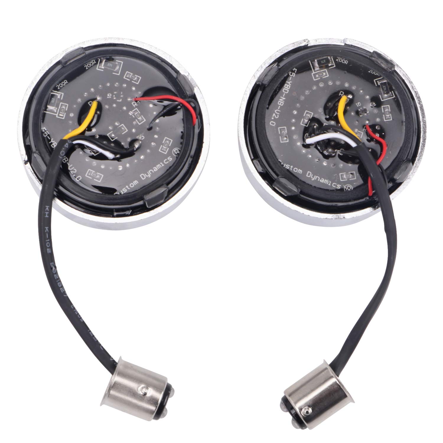 1157 LED Bulb Motorcycle Turn Signal Light - Red Lens, Chrome Housing for Harley Dyna Sportster Softail Touring - Enhanced Visibility & Style for Night Riding & Custom Bike Builds