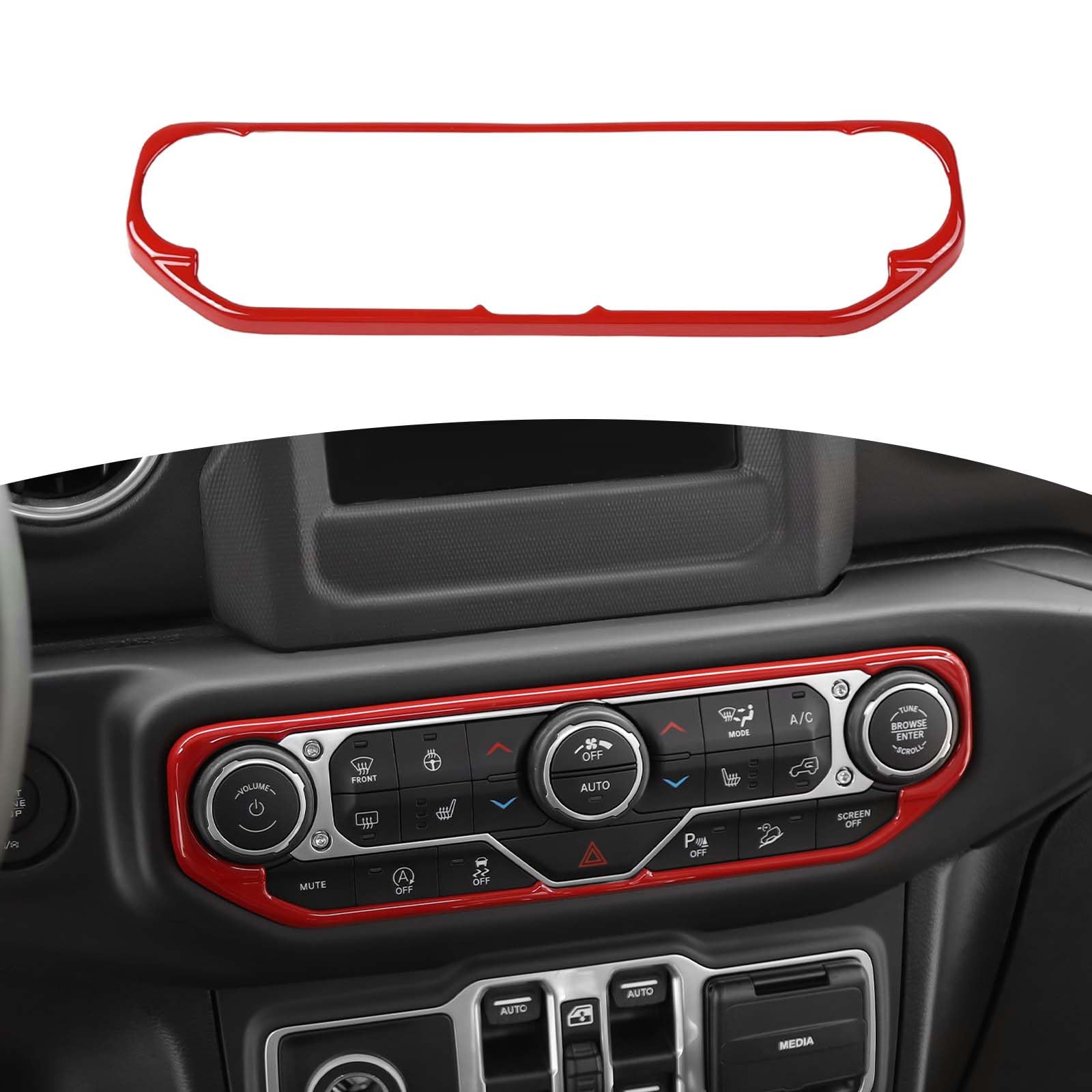 RT-TCZ Red AC Switch Cover Trim Frame for Jeep Wrangler JL JLU & Gladiator JT (2018-2023) - Durable Interior Accessories | Perfect for Dash Customization & Off-Road Adventures