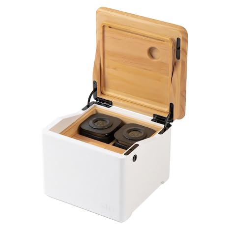 Premium STO Storage Box with Lock & Magnetic Tray - 2 Airtight Glass Jars with Digital Hygrometers - Large Organizer Box with Accessory Compartment - Solid New Zealand Pine Wood Lid & White Base - Perfect for Storing Herbs, Spices, Tea, Coffee & Valuables at Home or Office