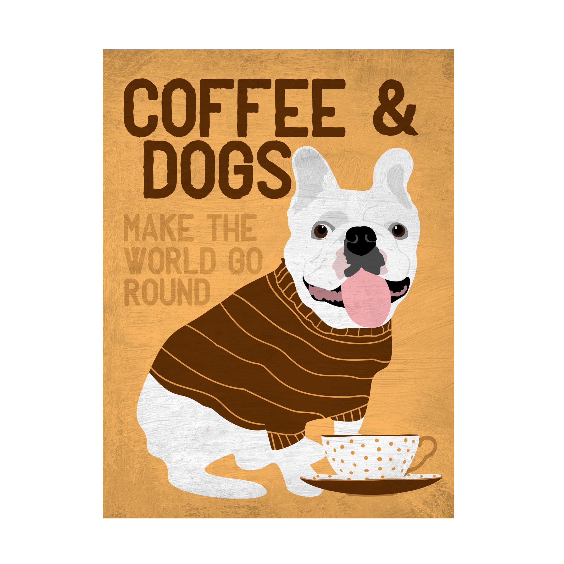 Trademark Fine Art 'Coffee and Dogs French Bulldog' Canvas Print by Ginger Oliphant - Perfect for Home Decor, Office Wall Art & Dog Lover Gifts