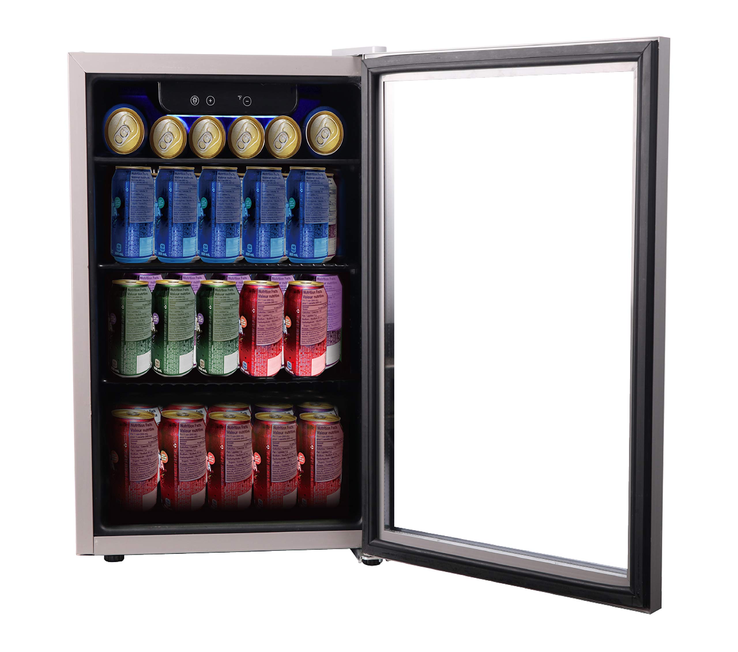 Frigidaire EFMIS9000AMZ 74L Compact Beverage Refrigerator with Glass Door - Digital Temperature Control, Holds 88 Cans or 25 Bottles (19.29