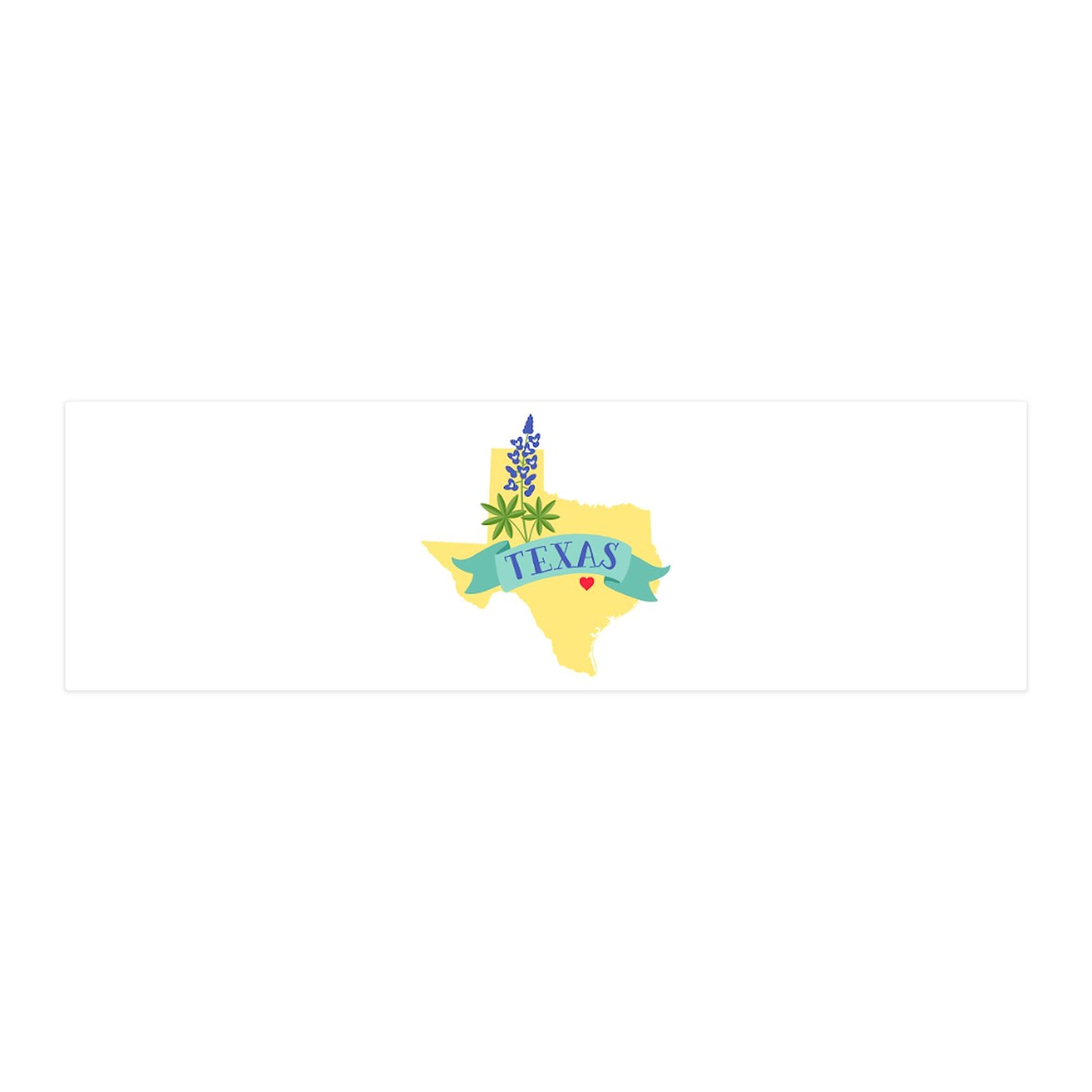 Texas State Outline Bluebonnet Flower Wall Decal 36x11 - Removable Vinyl Wall Art, Reusable Peel and Stick Home Decor for Living Room, Bedroom, Nursery, Office