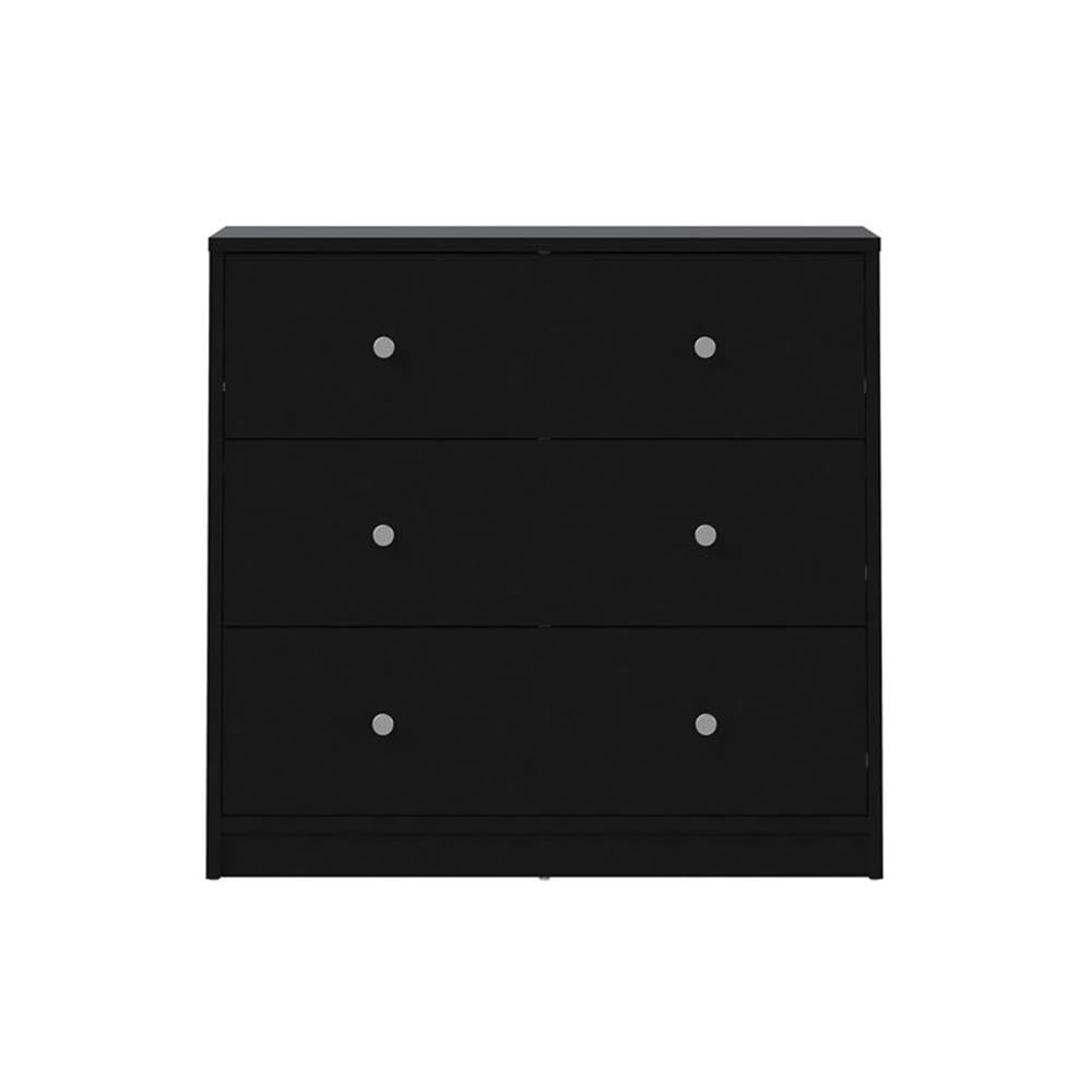 Pemberly Row Modern 3-Drawer Chest Dresser in Black - Stylish Bedroom Storage for Clothes & Accessories