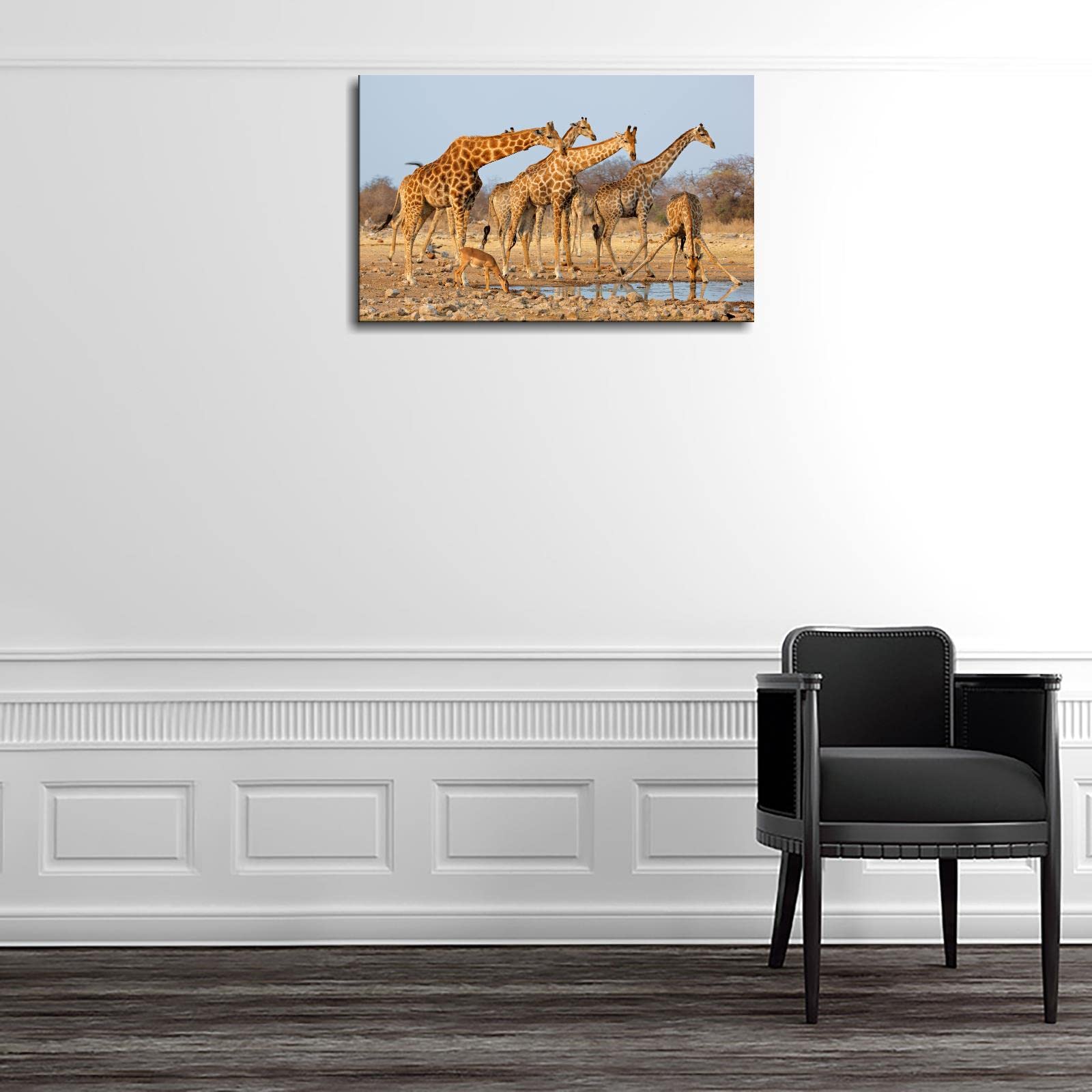 20x12 Framed Giraffe Canvas Wall Art - Animal Print Poster for Home & Office Decor | Perfect for Living Room, Bedroom, Nursery