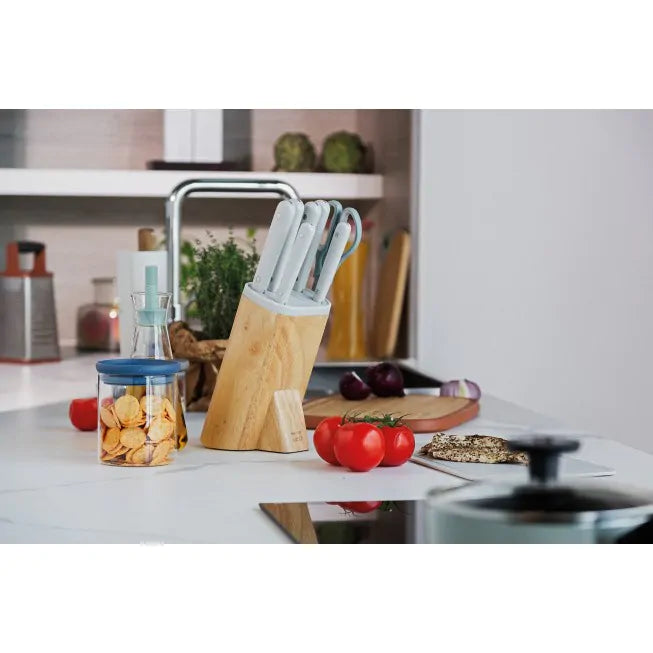 Premium 7-Piece Knife Block Set - Glints Spirit - High-Quality Stainless Steel Kitchen Knives for Professional Chefs & Home Cooking