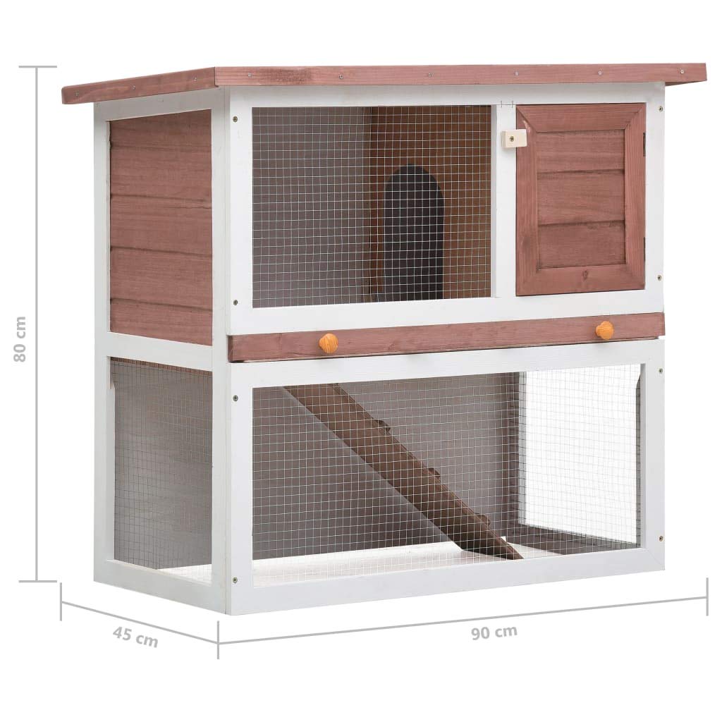 Premium SKM Outdoor Rabbit Hutch - 1 Door Brown Wooden Rabbit Cage for Small Pets - Perfect for Backyard, Garden, and Patio Use