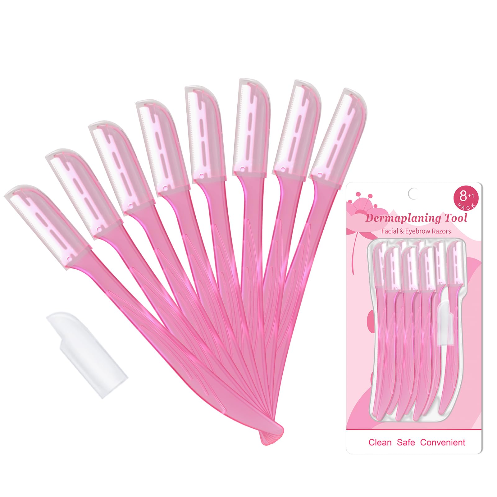 Dermaplaning Tool for Women - 8 Pack Pink Face Razors, Eyebrow Razor & Facial Shaver for Peach Fuzz Removal | Gentle Exfoliation & Smooth Skin Care | Perfect for At-Home Spa Days & Pre-Makeup Prep