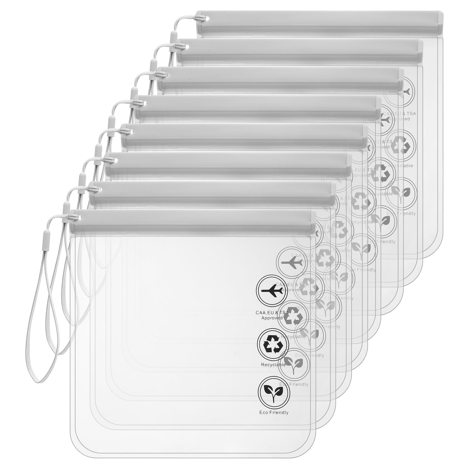 8 Pack TSA Approved Clear Toiletry Bags - Quart Size Leak-Proof Travel Organizer for Liquids & Cosmetics | Airplane Carry-On Compliant | Perfect for Airport Security & Makeup Storage (Gray)