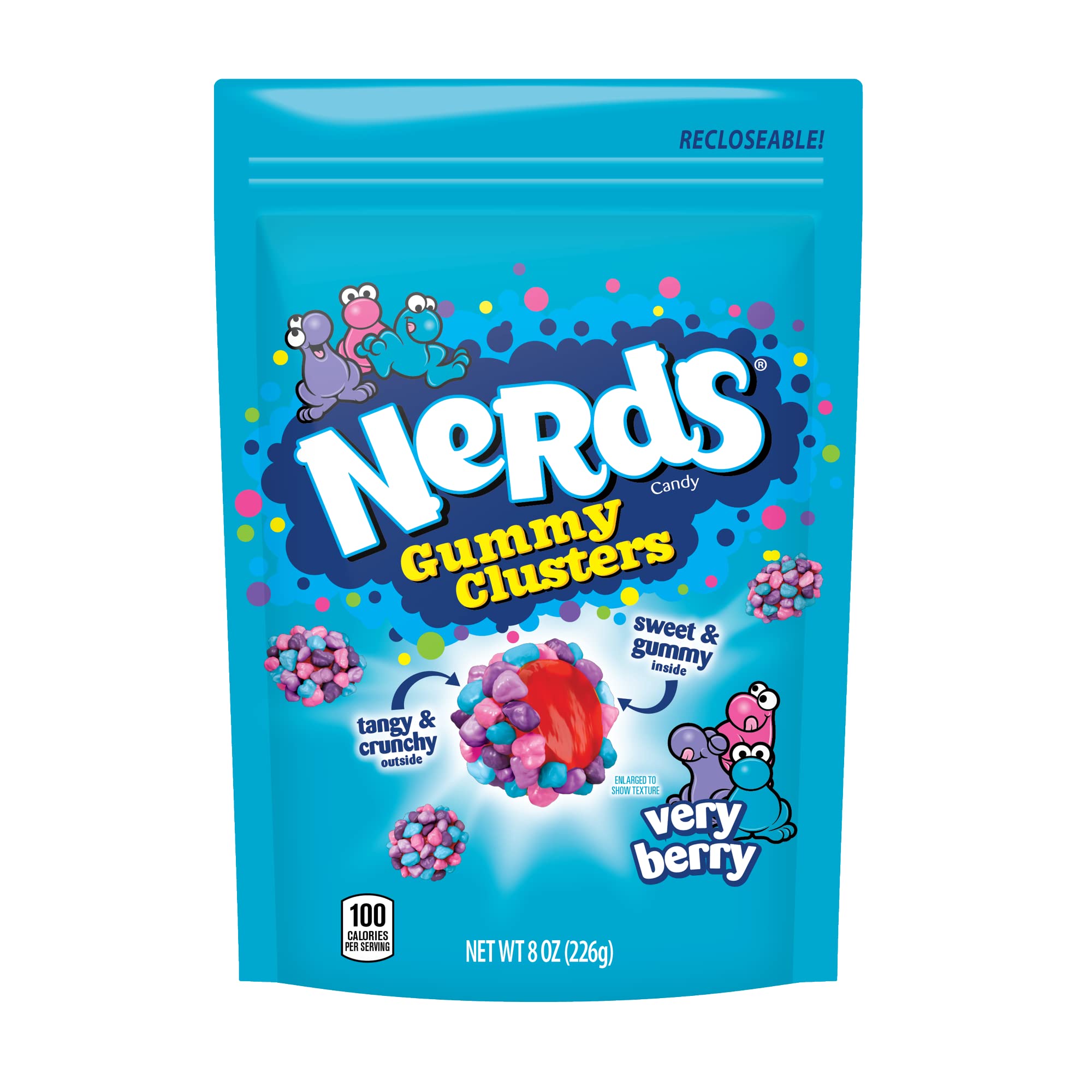 Nerd Nerds Gummy Clusters - Very Berry Flavor, 8oz Candy Bulk Pack | Sweet & Tangy Candy for Parties, Movie Nights & Snacking