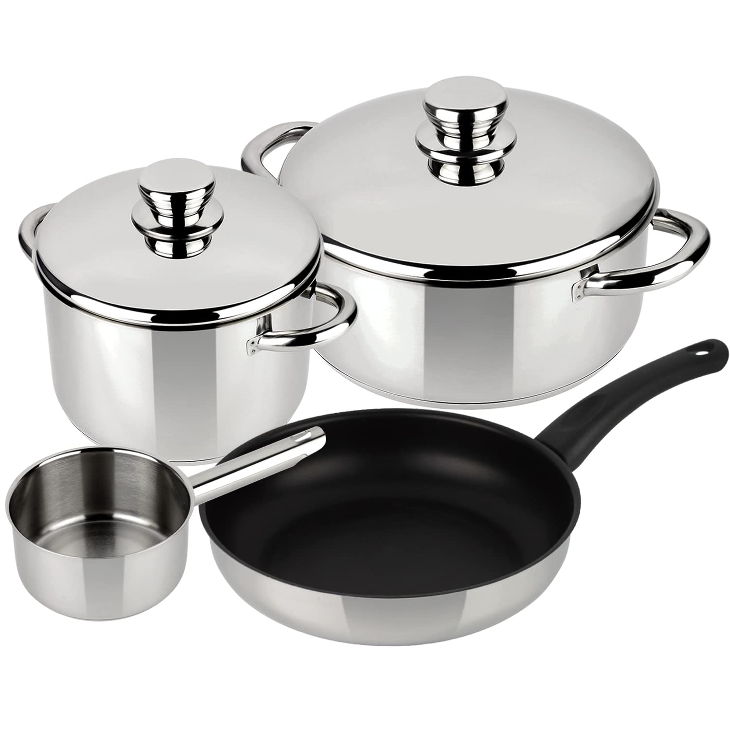 MAGEFESA 6-Piece Stainless Steel Cookware Set for Couples - Includes Stockpot, Dutch Oven, Saucepan & Deep Fry Pan - Induction Compatible for All Stovetops - Easy Clean & Dishwasher Safe - Perfect for Family Cooking, Meal Prep & Entertaining