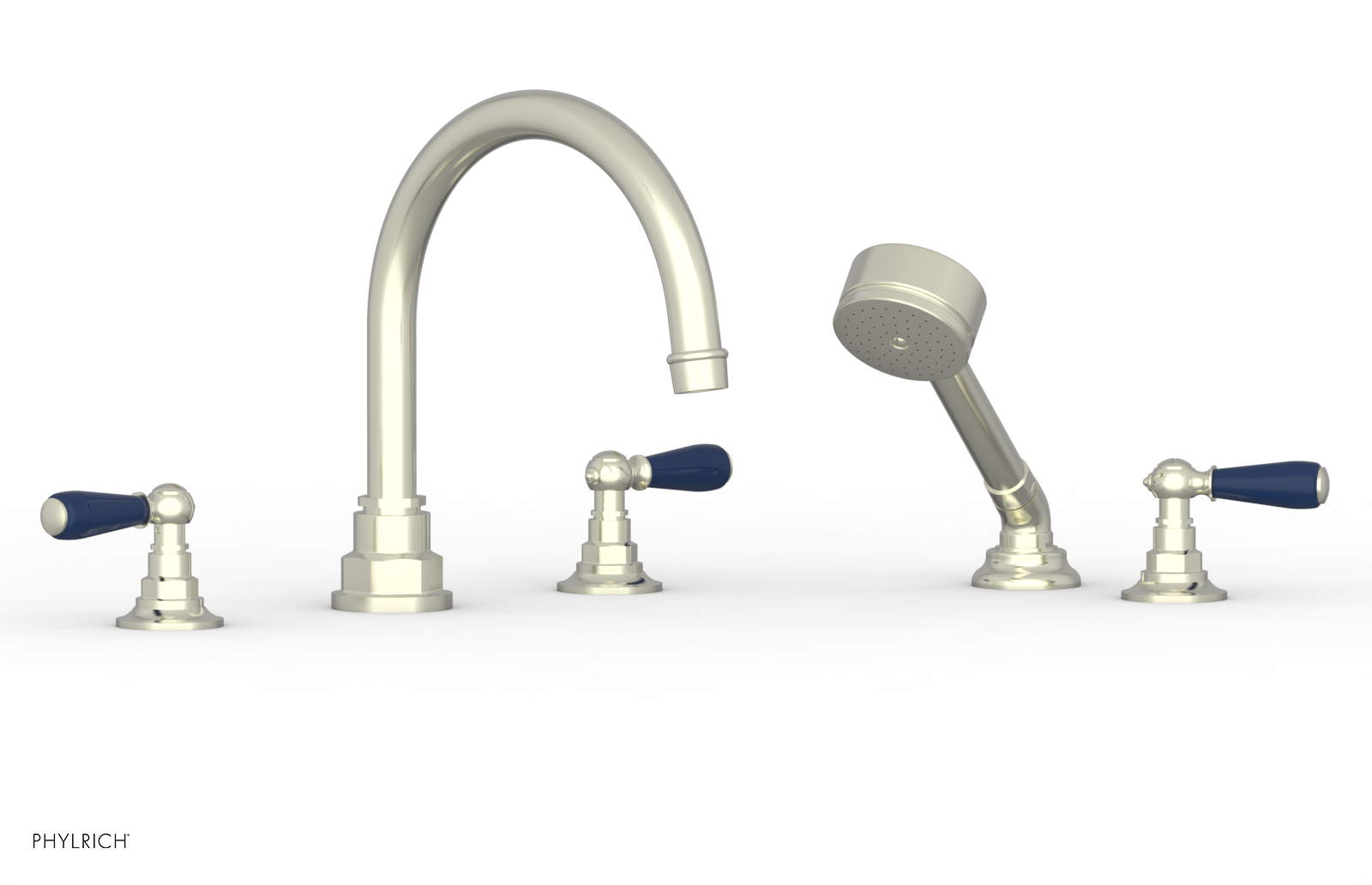 Jamestown Deck Tub Set with Hand Shower - Lever Handles & Navy Blue Accents - 165.49