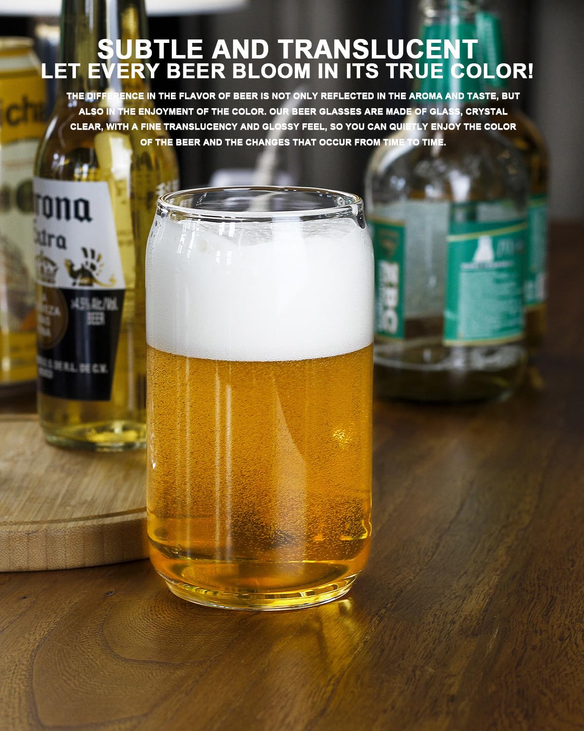 LUXU 20 oz Can Shaped Beer Glasses Set of 2 - Premium Craft Drinking Glasses for Beer, Cocktails & Beverages - Perfect for Parties, BBQs & Home Bars (Set of 2)