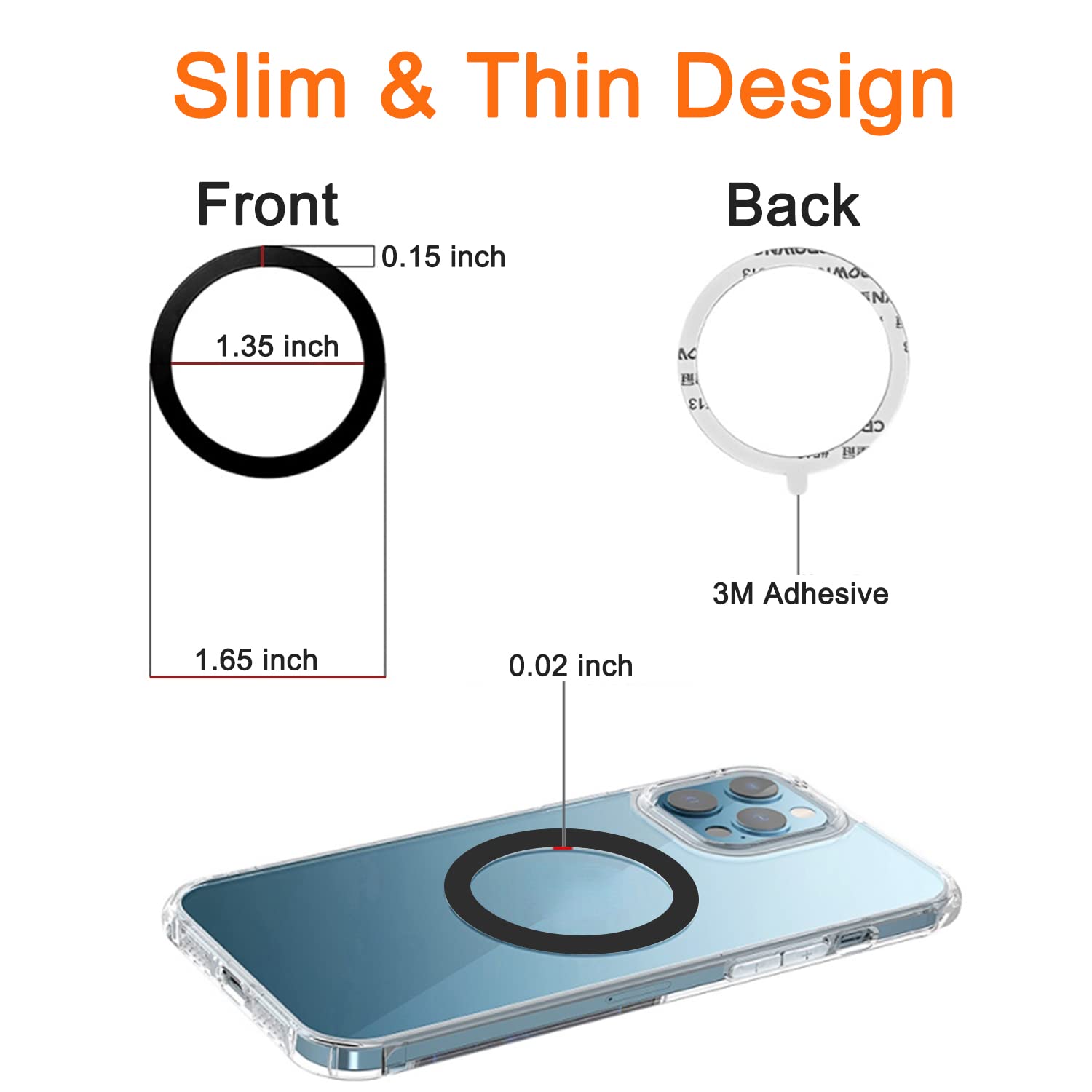 5-Pack Universal Magnetic Adapter Rings - Magsafe Compatible Stickers for iPhone 16/15/14/13 Mini/Pro/Max & Galaxy S24/S23 - Strong Magnet Wireless Charging Accessories for Phone Cases (Black) - Perfect for Car Mounts, Wireless Chargers & Magnetic Phone Holders