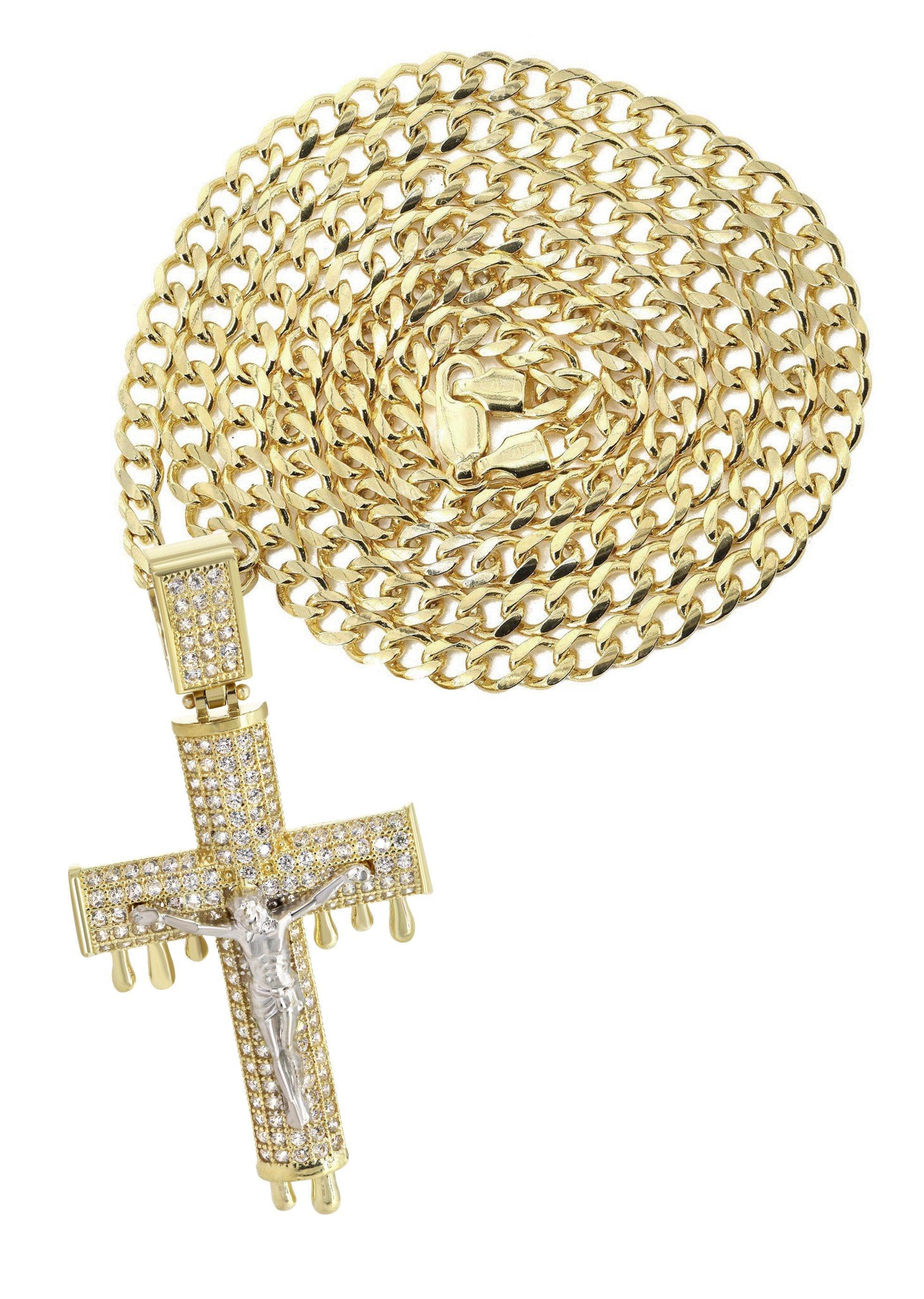10K Yellow Gold Melting Cross Crucifix Necklace - 15.6 Grams | Religious Jewelry for Women & Men | Perfect for Church, Weddings & Everyday Wear