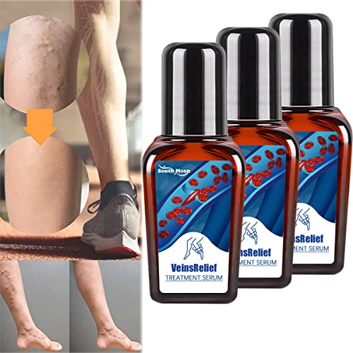 Varicose Veins Treatment Serum for Legs - Spider Vein Relief Cream with Soothing Formula | 0.67 Fl Oz (3 Bottles) | Improves Circulation & Reduces Visible Veins for Work, Travel & Daily Comfort