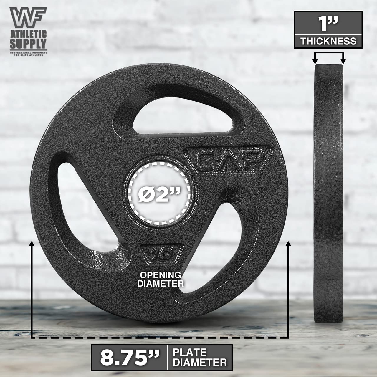 CAPHAUS Olympic Grip Weight Plates - 2-Inch Diameter Collar, 3-Hole Design for Comfortable Lifting - Perfect for Home Gym, CrossFit & Strength Training