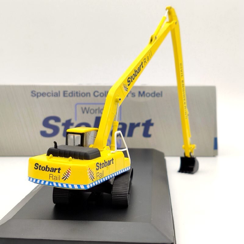 1/76 Scale Eddie Stobart Rail Komatsu PC340 Hydraulic Excavator Diecast Model - Yellow Construction Vehicle Toy for Adults & Collectors | Perfect for Civil Engineering Displays, Model Train Layouts, and Construction-Themed Collections