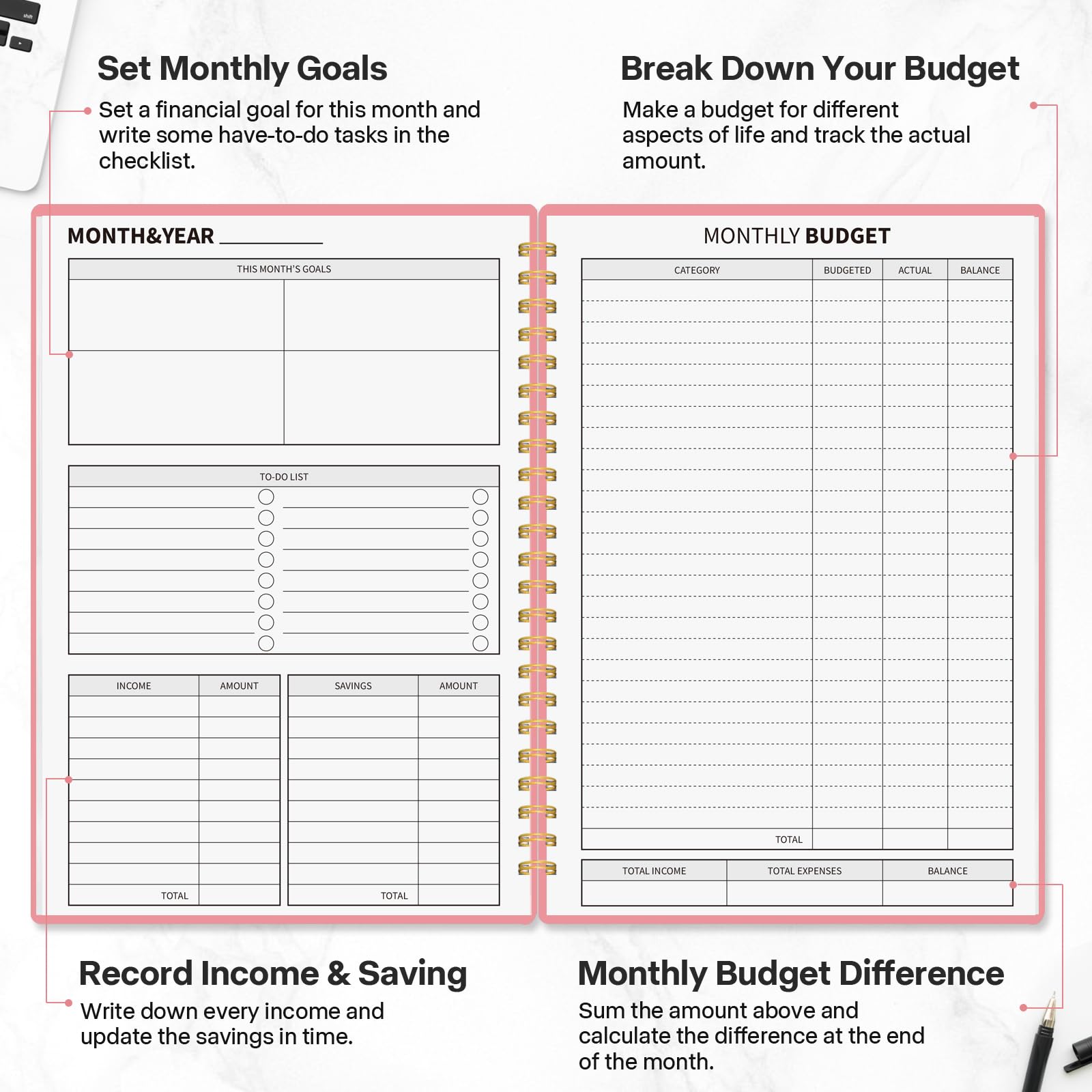 2025 Budget Planner - Expense Tracker & Savings Goals for Personal Finance