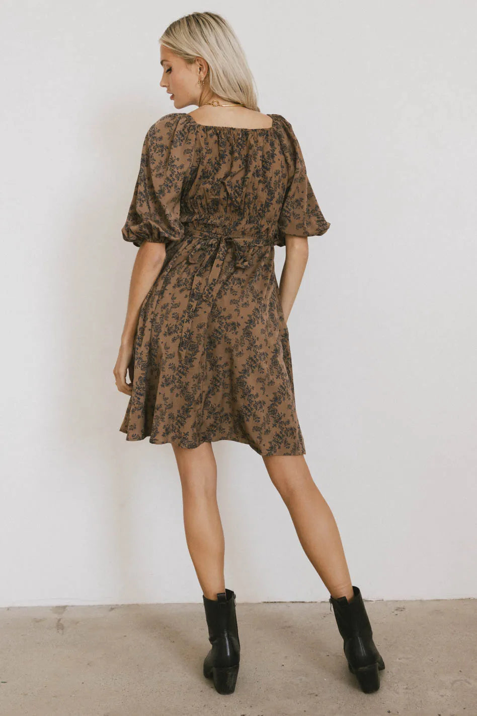 Bellamy Mini Dress in Brown - Elegant & Comfortable Women's Casual Dress for Summer, Parties & Date Nights | FINAL SALE