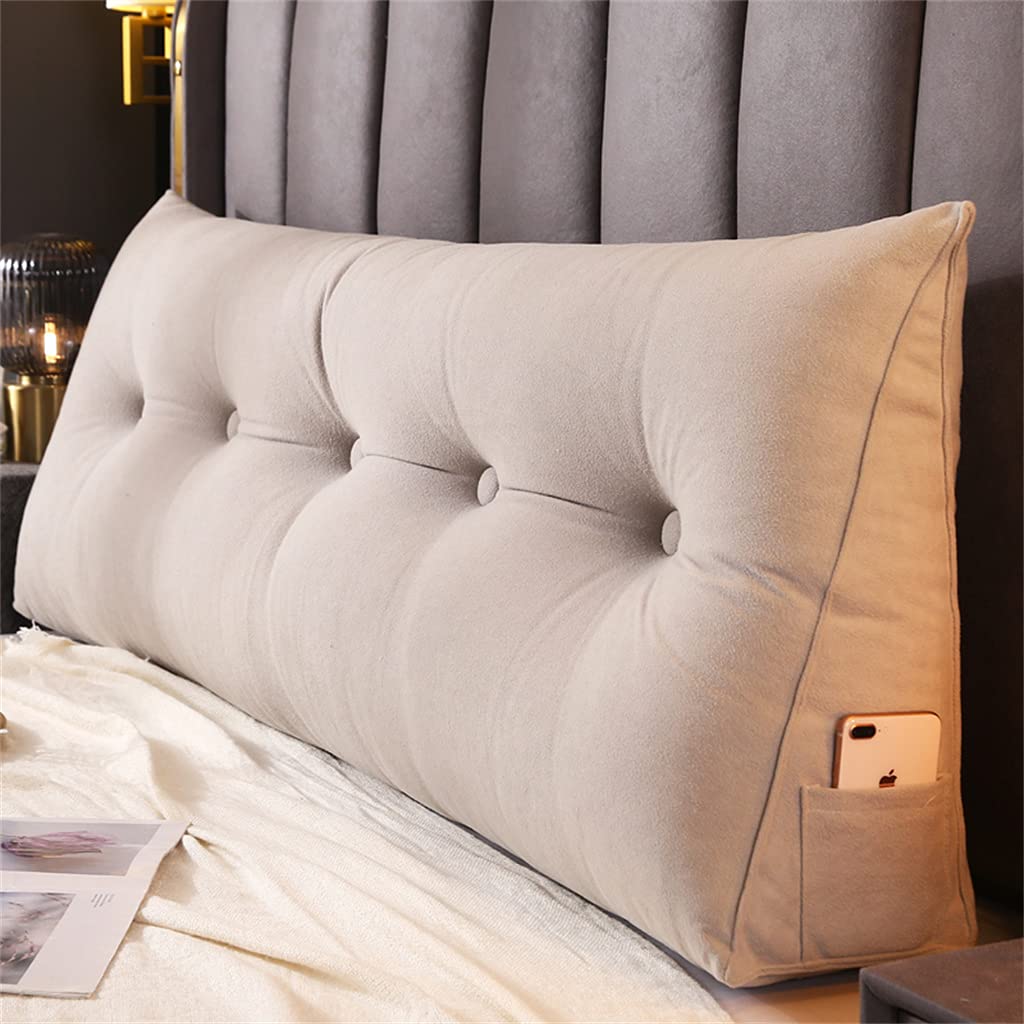 **Large Triangular Reading Pillow with Removable Cover - 70inch/180cm Wedge Bolster Headboard Support for Bed & Sofa - Beige - Perfect for Reading, Relaxing & Back Pain Relief**