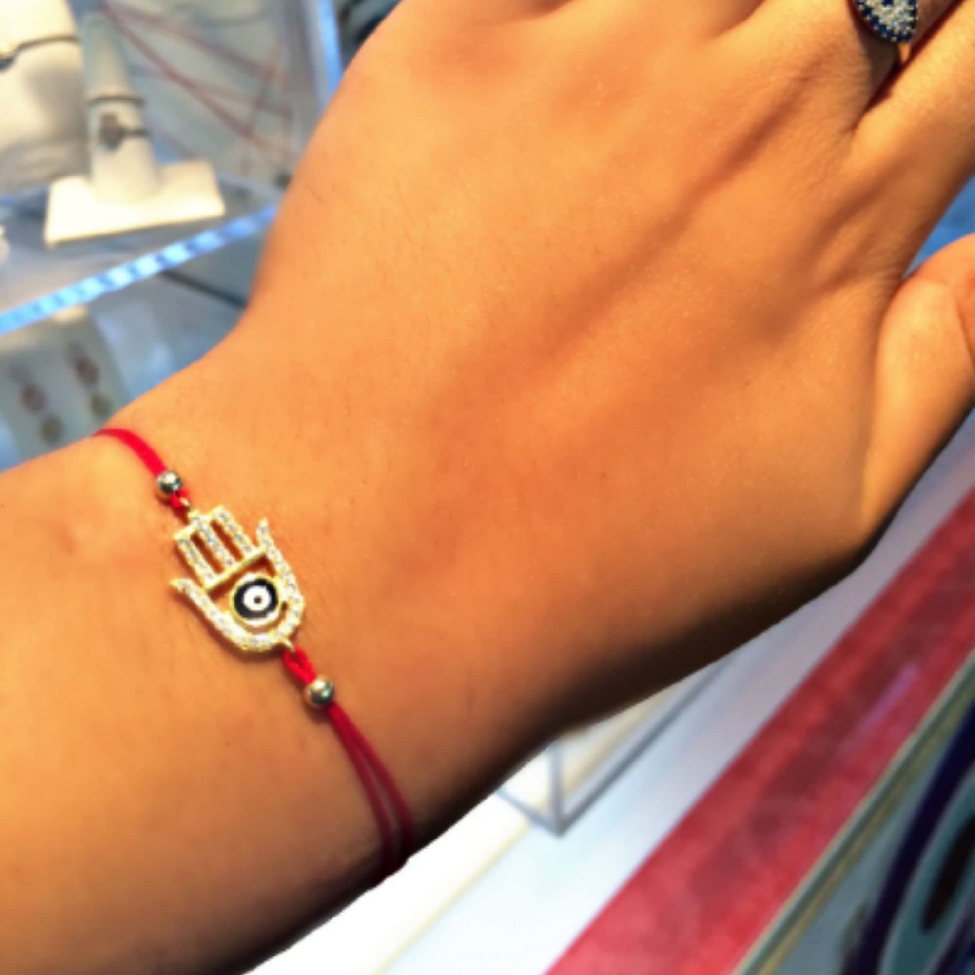 Hamsa Hand Evil Eye Protection Bracelet - 925 Sterling Silver Hand of Fatima with Adjustable Red Cord for Daily Wear & Spiritual Safeguard