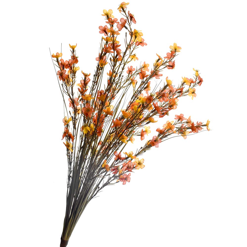 Homeford Artificial Waxflower Spray - 25-Inch Orange Silk Flowers for Home Decor, Wedding Centerpieces & Floral Arrangements