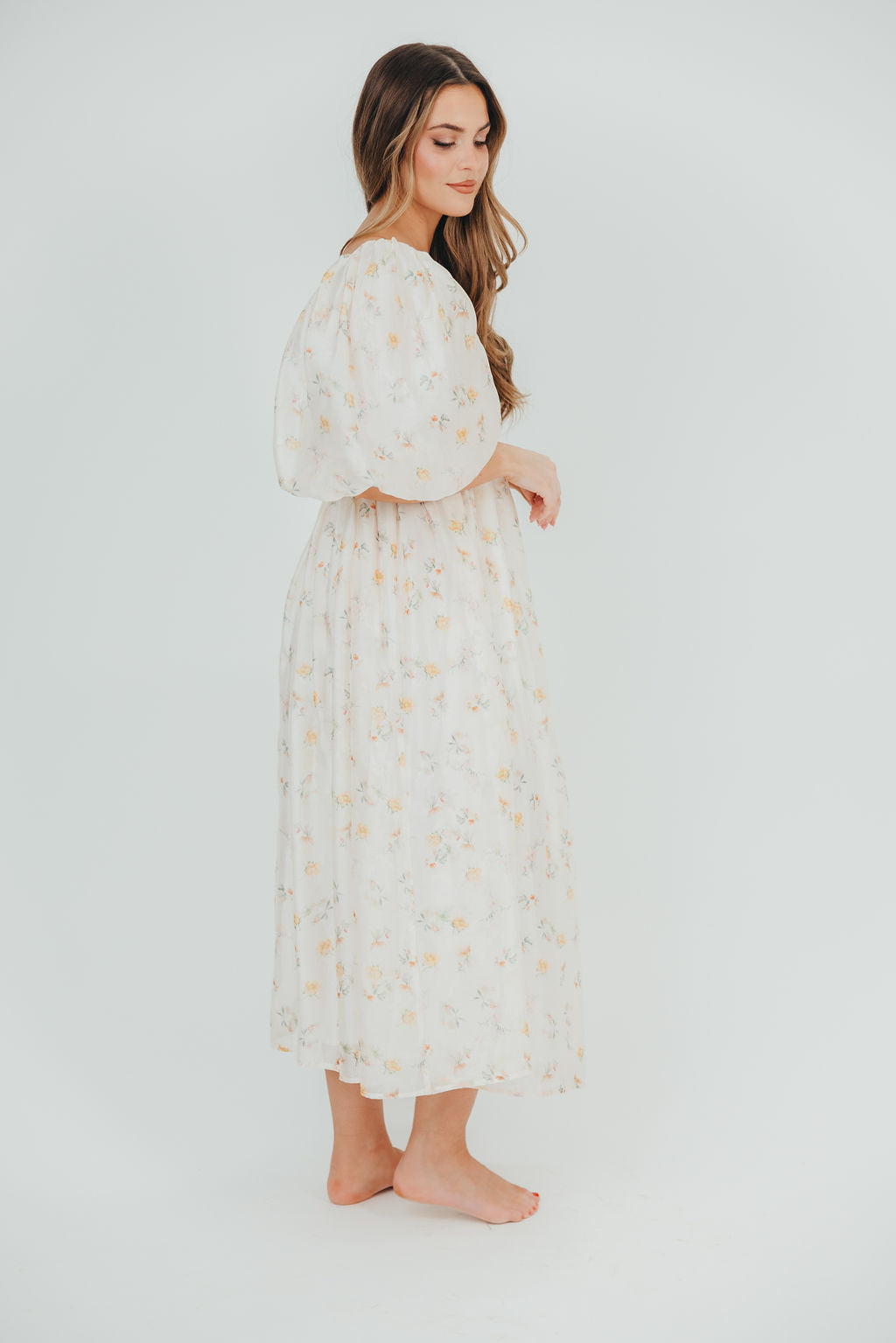 Harlow Maxi Dress - Tiny Yellow Floral Print, Bump Friendly Maternity Dress, Inclusive Sizing S-3XL | Perfect for Summer Vacations, Beach Weddings & Casual Outings