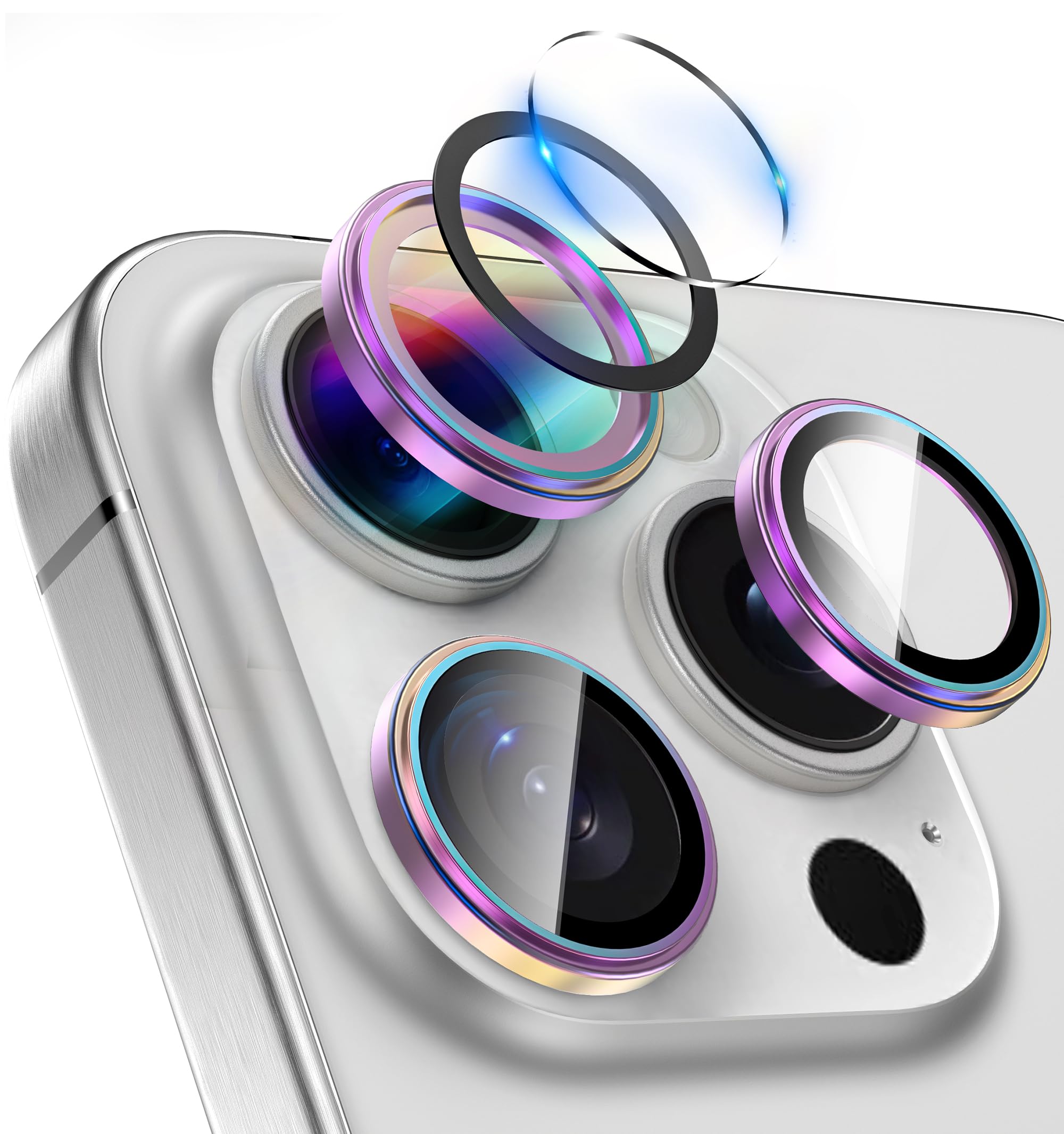 LONLI iPhone 16 Pro & 16 Pro Max Triple Camera Lens Protector - Shatterproof HD Clear Iridescent Cover - Perfect for Outdoor Photography, Travel & Daily Protection