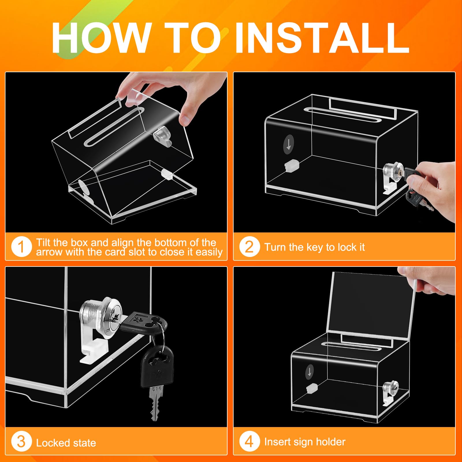 Lockable Donation Box with Sign Holder - Clear Ballot Box for Fundraising, Raffles, Voting & Tips | Perfect for Schools, Events, Restaurants & Charity Drives