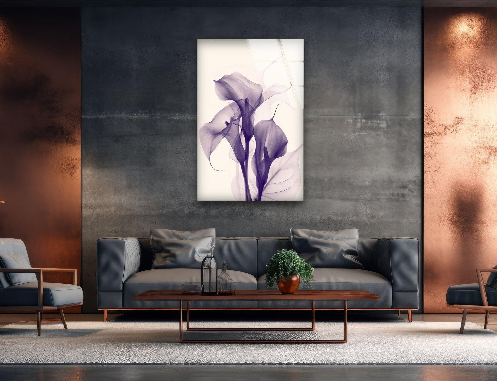 Albert Koetsier Purple Glass Wall Art - Handmade Modern Decor for Living Room, Bedroom & Office - Elegant Stained Glass Panel for Home & Gifts