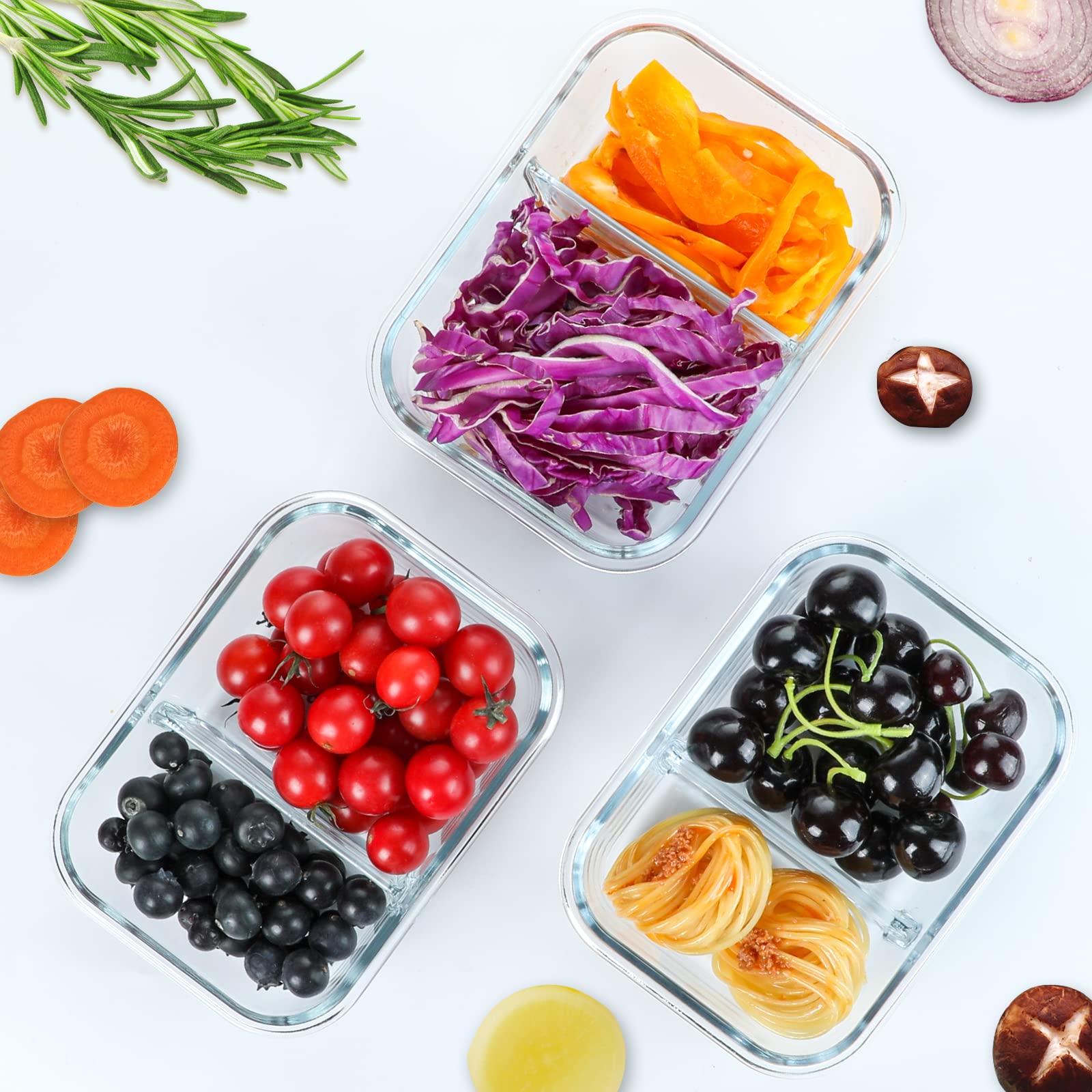 10-Pack 30 Oz Glass Meal Prep Containers with Lids – 2-Compartment Airtight Bento Lunch Boxes, Microwave & Oven Safe, Freezer & Dishwasher Friendly – Perfect for Healthy Meal Prepping, Office Lunches & Food Storage