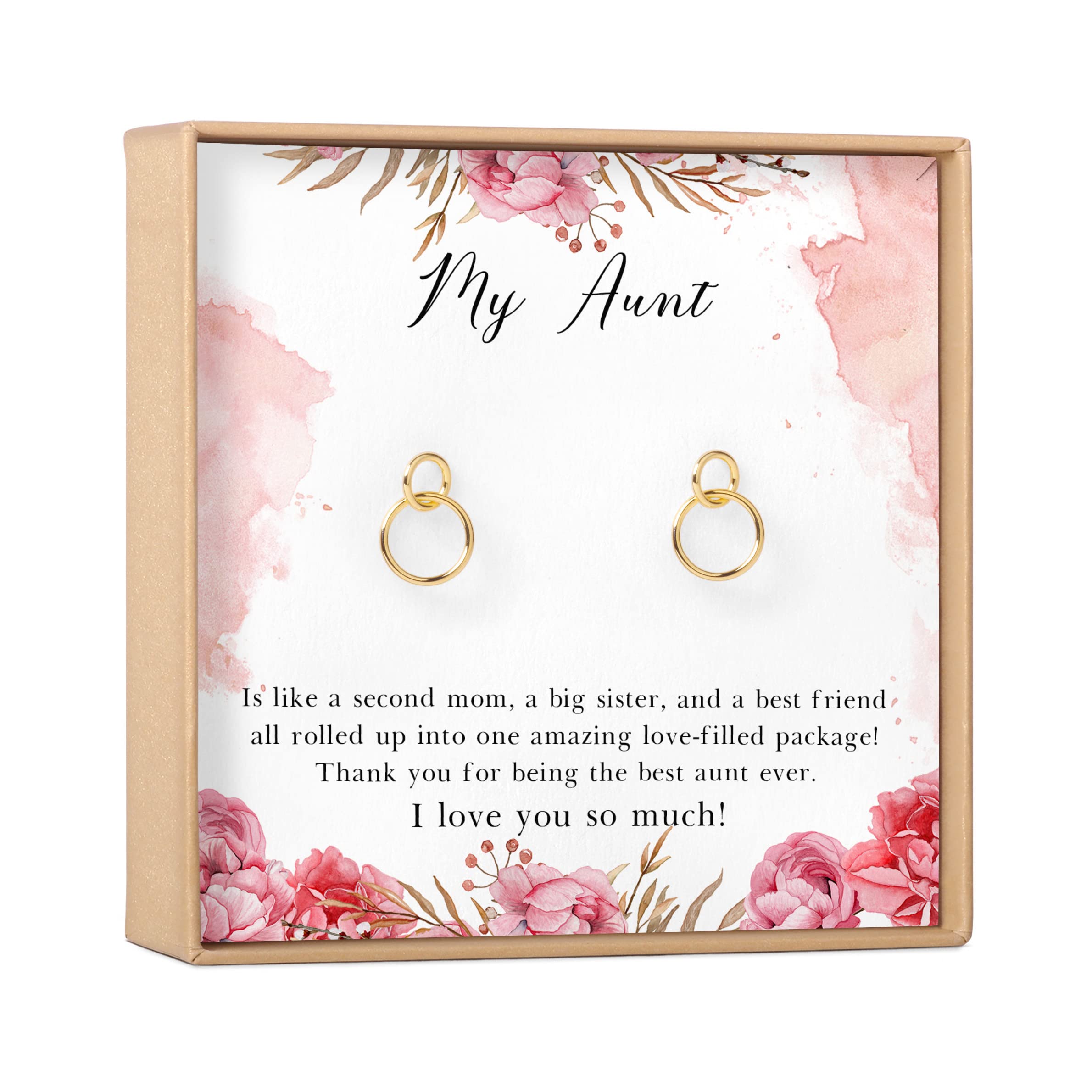 Heartfelt Aunt Earrings Gift Set - Sterling Silver Jewelry with Greeting Card for Birthday, Christmas, Mother's Day & Special Occasions | Perfect for Nieces, Daughters & Loved Ones
